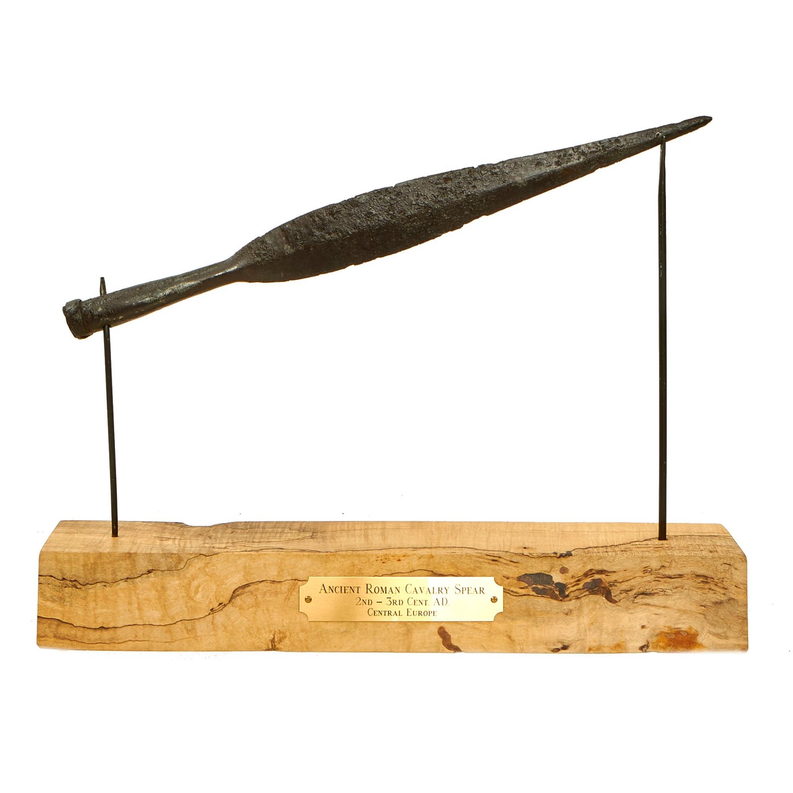 Buy Original 2nd - 3rd Century AD Ancient Celtic “La Tene” Socketed Spearhead / Roman Light Cavalry Spearhead on Display Base - Recovered in Central Europe | Original Firearms Antique For Sale
