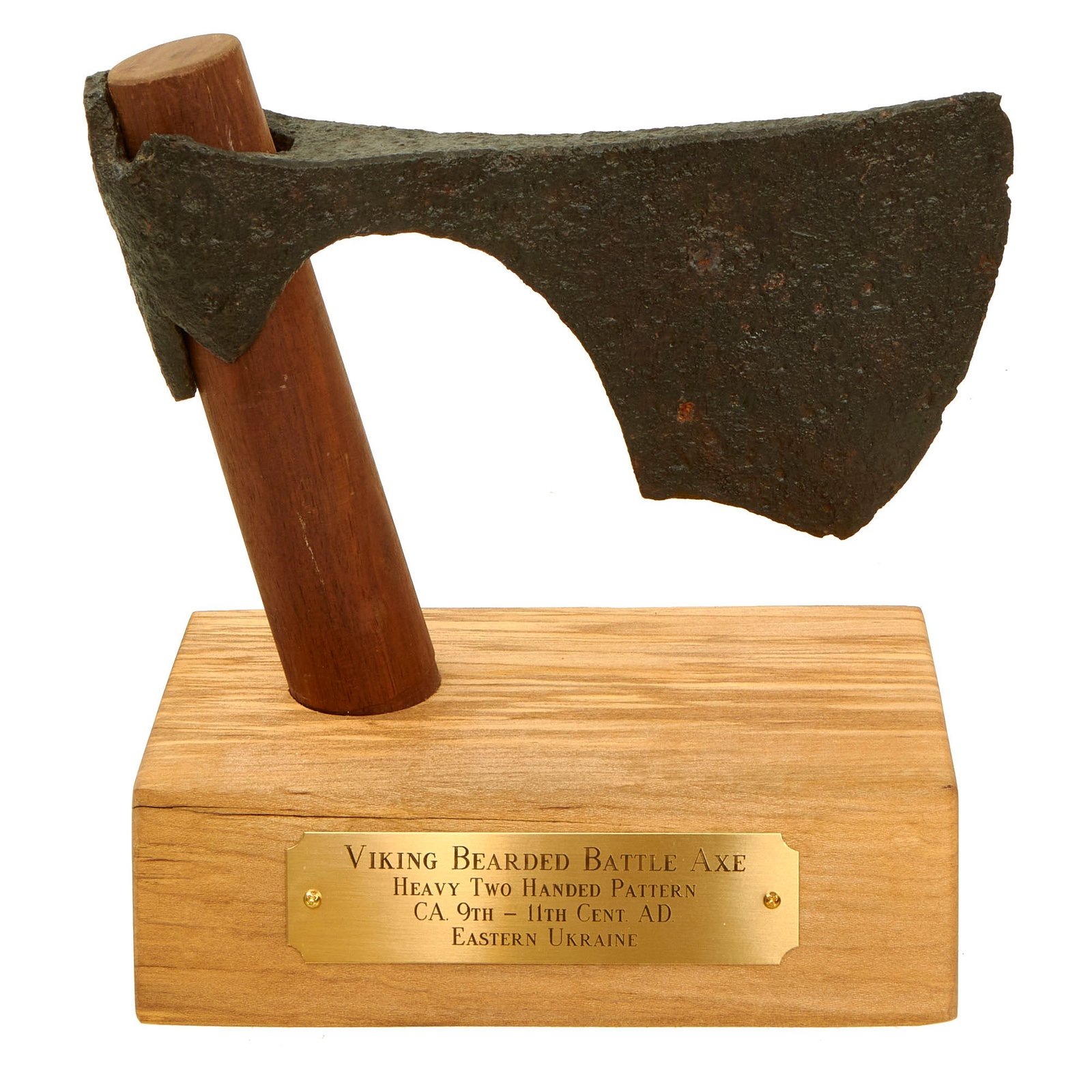 Buy Original 9th - 11th Century Viking Two-Handed Bearded Battle Axe Head Excavated in Eastern Ukraine with Stand | Original Firearms Antique For Sale