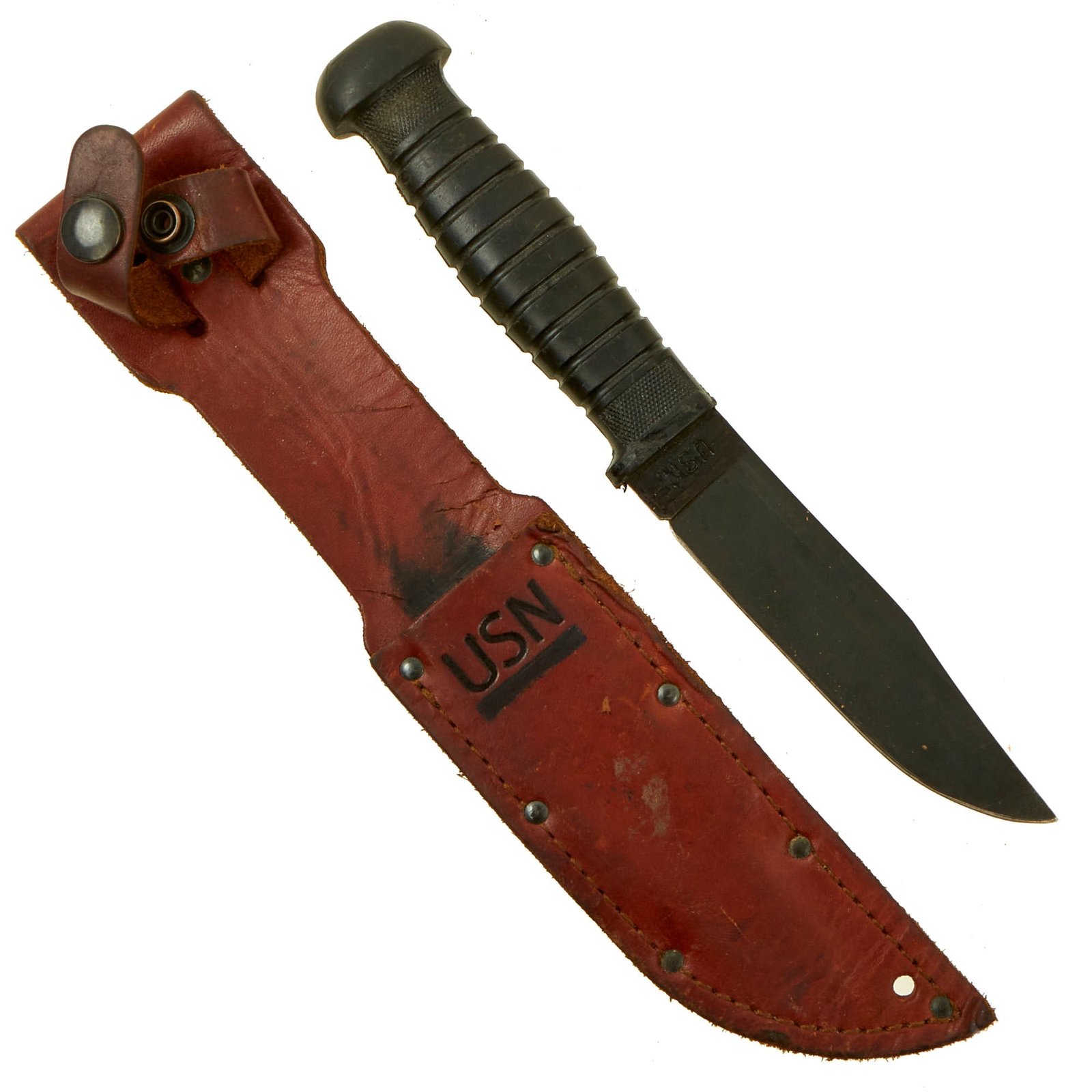 Buy Original U.S. WWII Mark I US Navy General Purpose Deck Knife by Colonial Knife Co With Correct USN Marked Leather Sheath | Original Firearms Antique For Sale