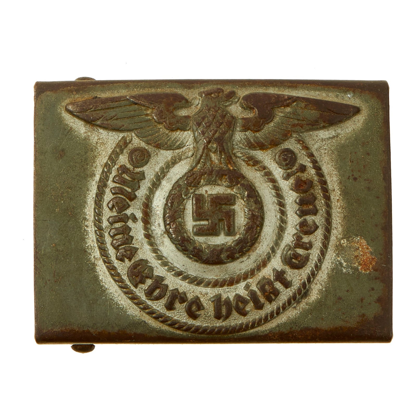 Buy Original German WWII SS EM/NCO Silvered Steel Belt Buckle by Josef Feix & Söhne - Schutzstaffel | Original Firearms Antique For Sale