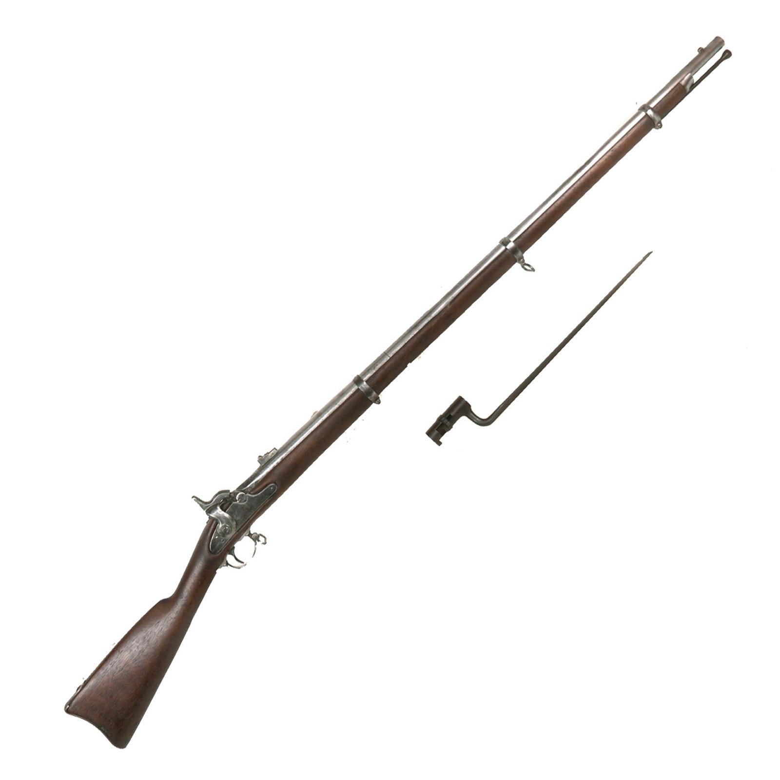 Buy Original U.S. Civil War Springfield M-1863 Type I Massachusetts Contract Rifled Musket by Norris & Clement with Shortened Bayonet - dated 1863 | Original Firearms Antique For Sale