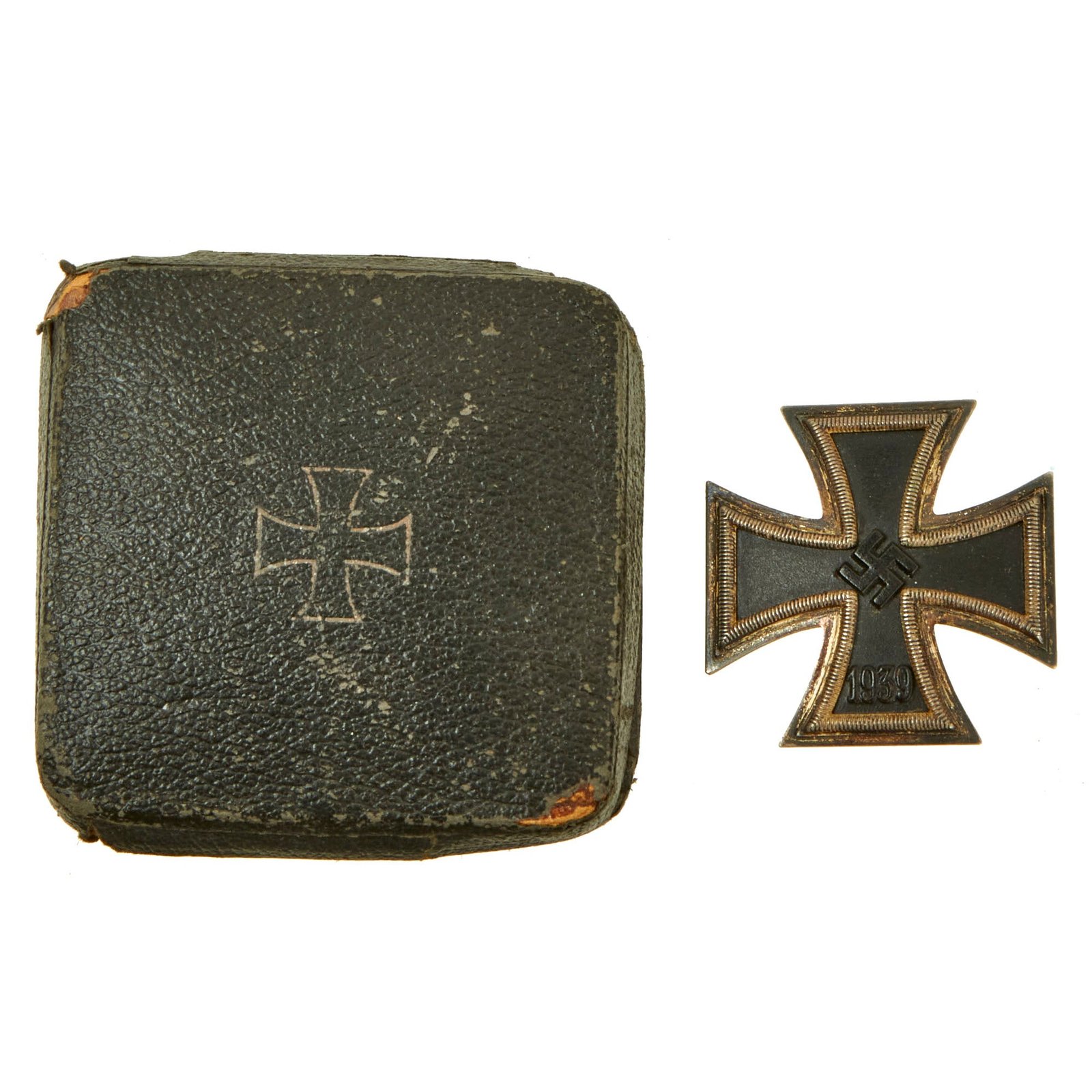 Buy Original German WWII Vaulted Iron Cross First Class 1939 by Fritz Zimmerman in Damaged Case - EKI | Original Firearms Antique For Sale