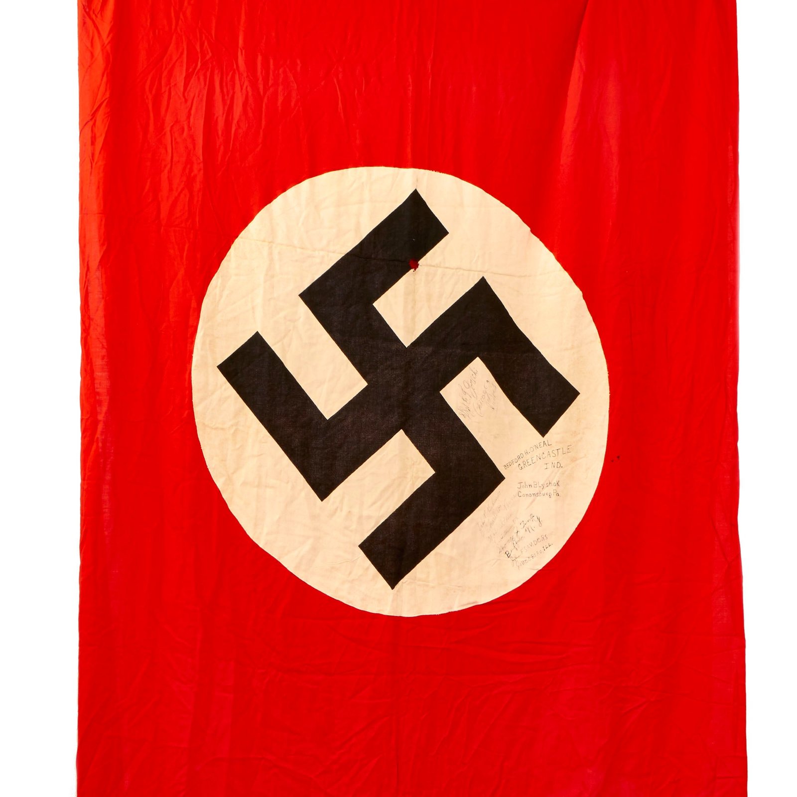 Buy Original German WWII USGI Captured & Signed Large NSDAP Double Sided Political Banner Flag - 148" x 44" | Original Firearms Antique For Sale