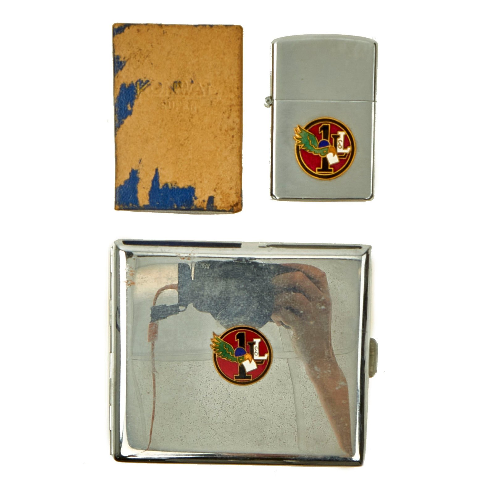 Buy Original Korean War U.S. Army 1st Loudspeaker & Leaflet Company Cigarette Case and Zippo-Type Lighter | Original Firearms Antique For Sale