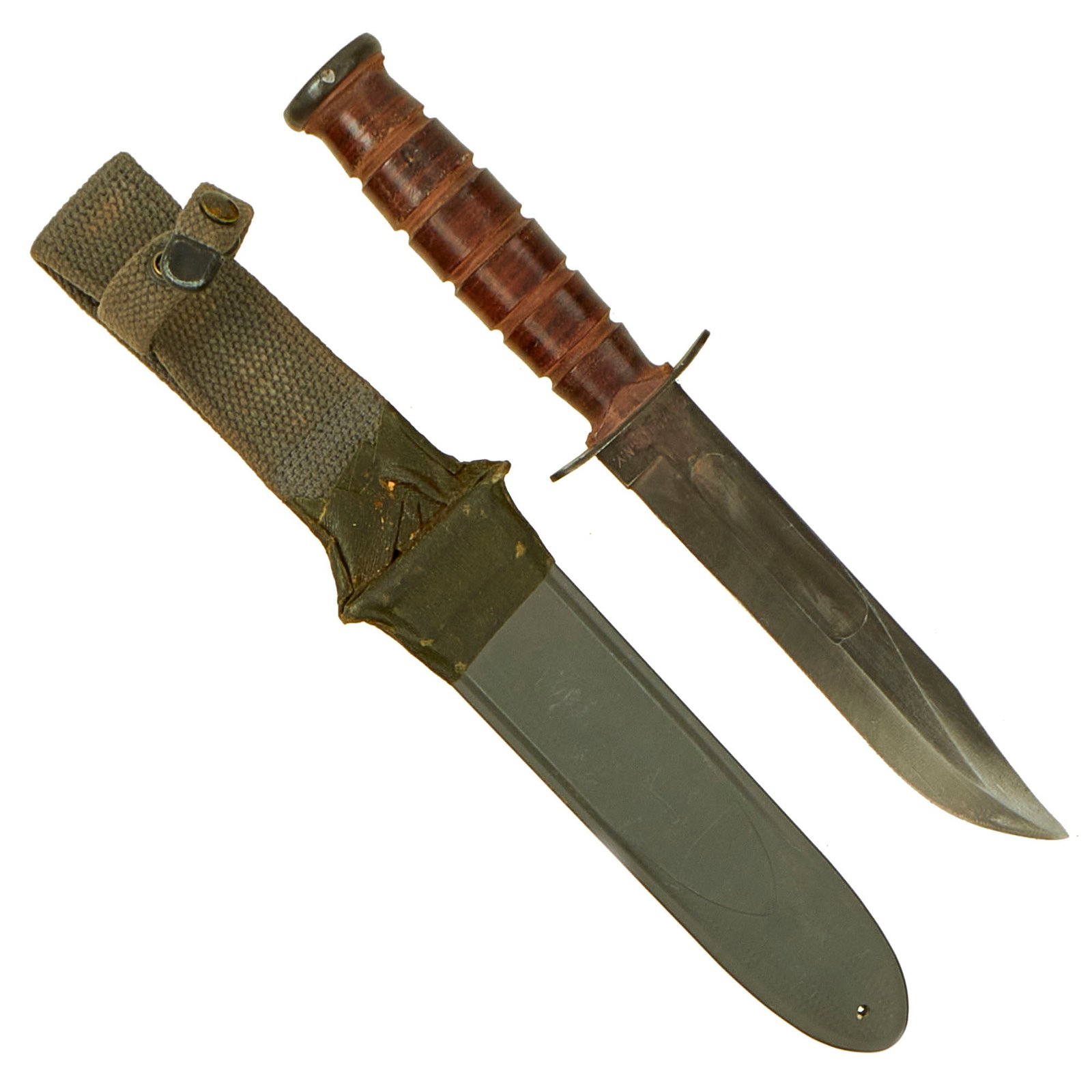Buy Original U.S. WWII Navy Mark 2 KA-BAR Fighting Knife by CAMILLUS with U.S.N. MK2 Scabbard | Original Firearms Antique For Sale