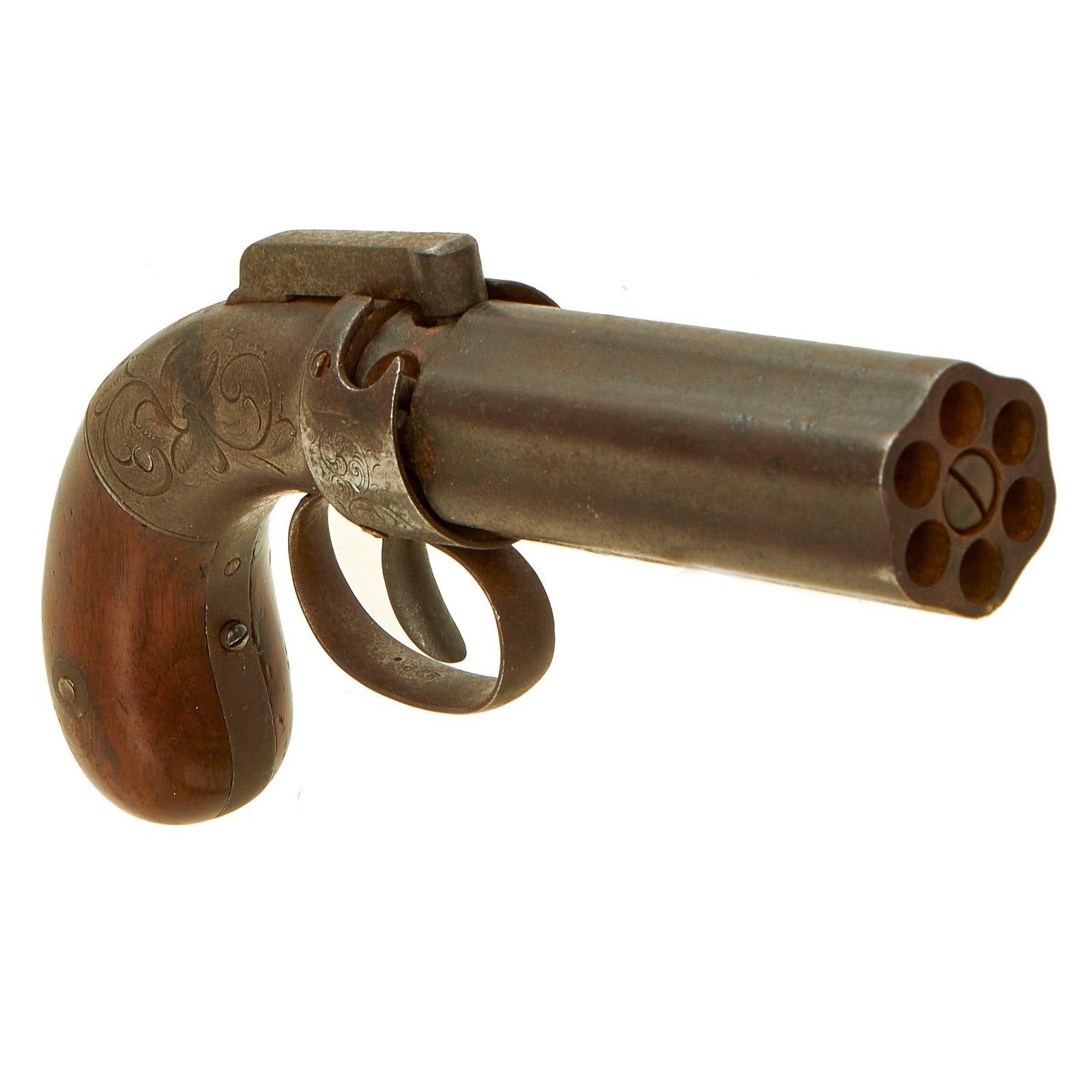 Buy Original U.S. Allen & Thurber 1837 Patent .31cal Percussion Pepperbox Revolver in Grade 2 "As Found" Condition - Matching Serial 222 | Original Firearms Antique For Sale