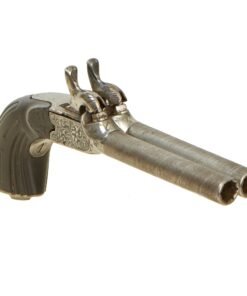 Buy Original Victorian Era Ornate Belgian Double Barreled Percussion Pistol with Damascus Barrels - Circa 1845 | Original Firearms Antique For Sale