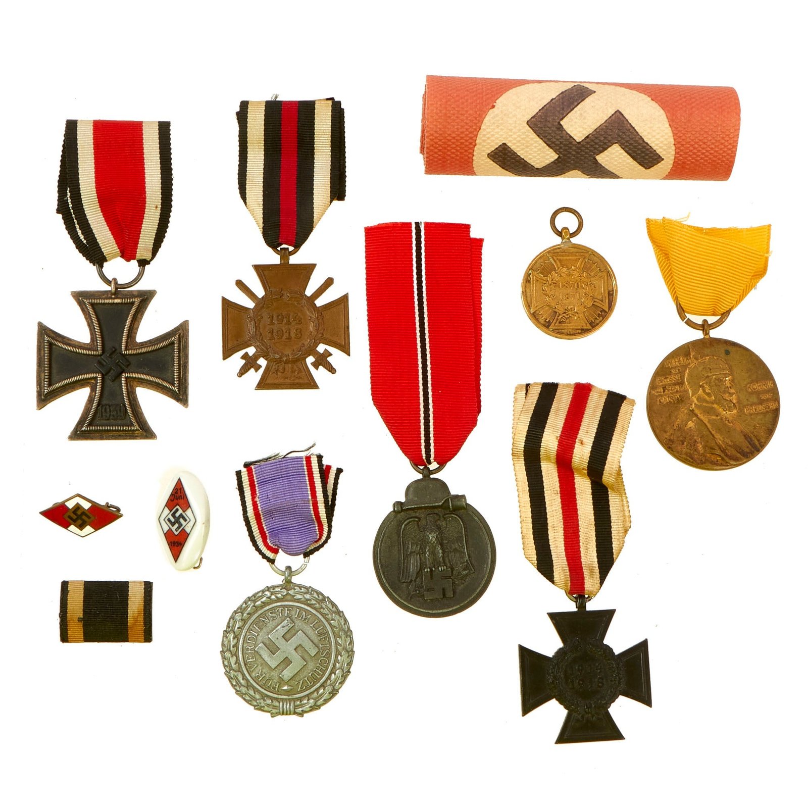 Buy Original German WWI & WWII Medal & Insignia Grouping with 1939 EKII, Widow's Hindenburg Cross, Kaiser Wilhelm Medal & More - 11 Items | Original Firearms Antique For Sale