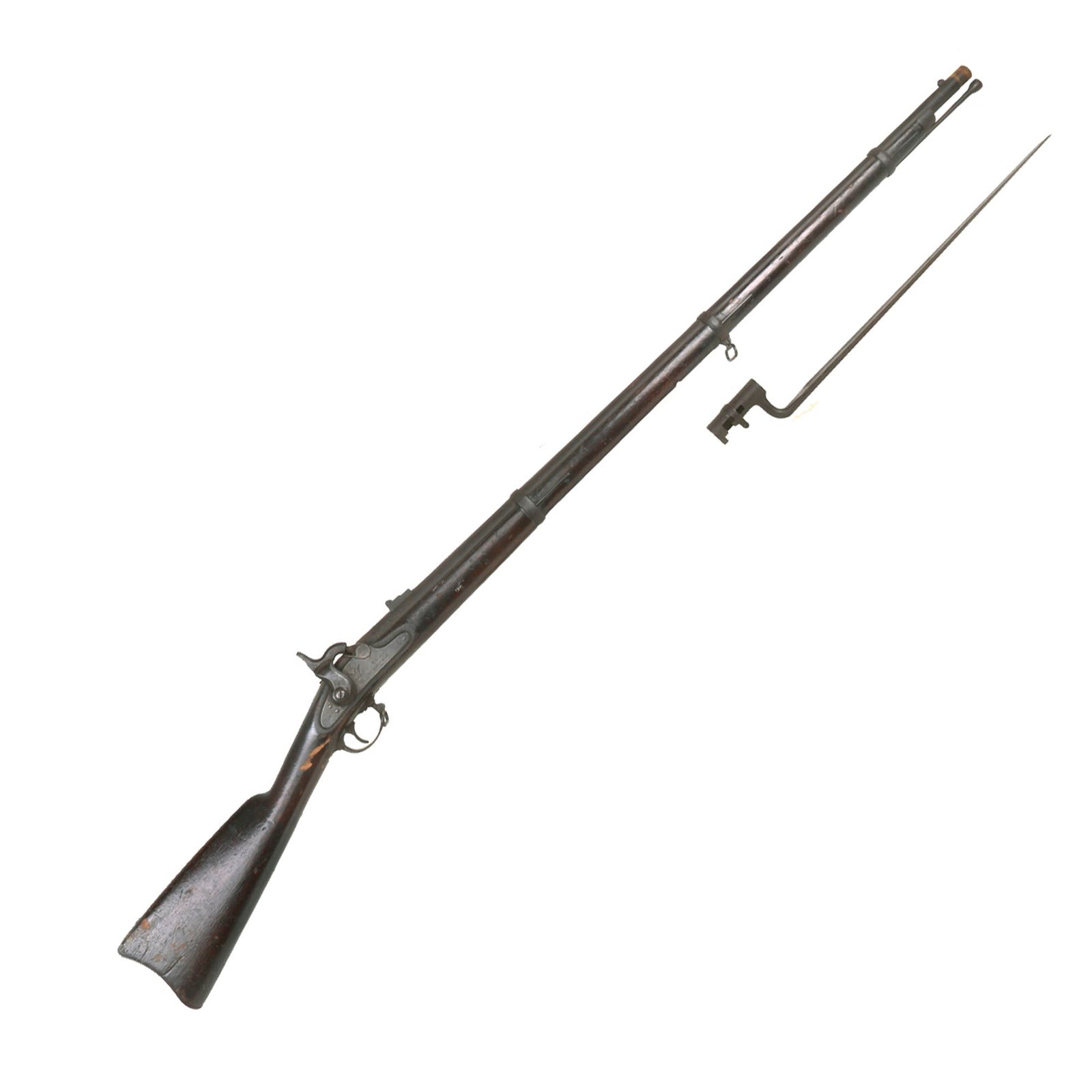 Buy Original U.S. Civil War Springfield Model 1863 Type II Percussion Rifled Musket with Bayonet - Dated 1864 | Original Firearms Antique For Sale