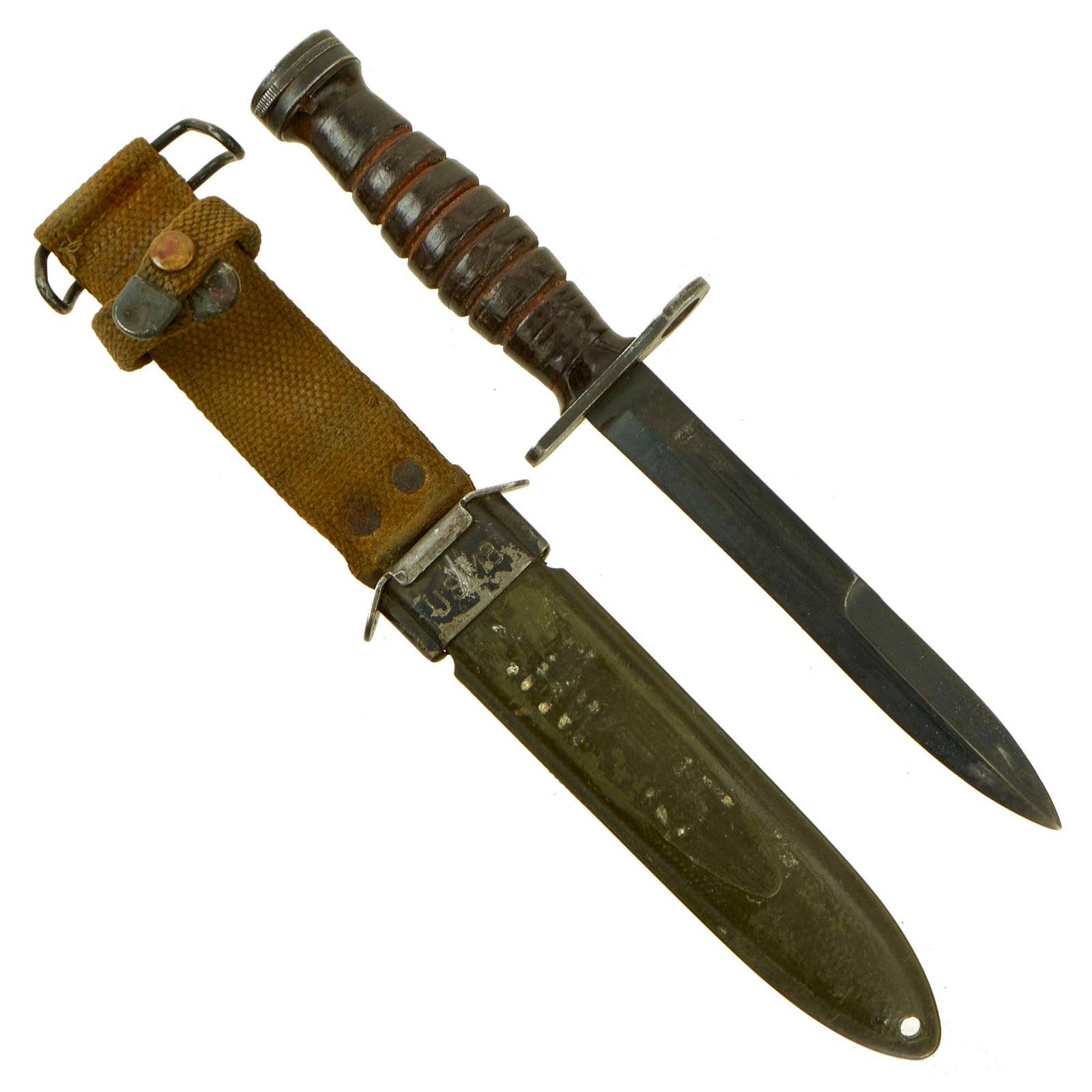 Buy Original U.S. WWII M4 Bayonet by Camillus for the M1 Carbine with M8 Scabbard | Original Firearms Antique For Sale
