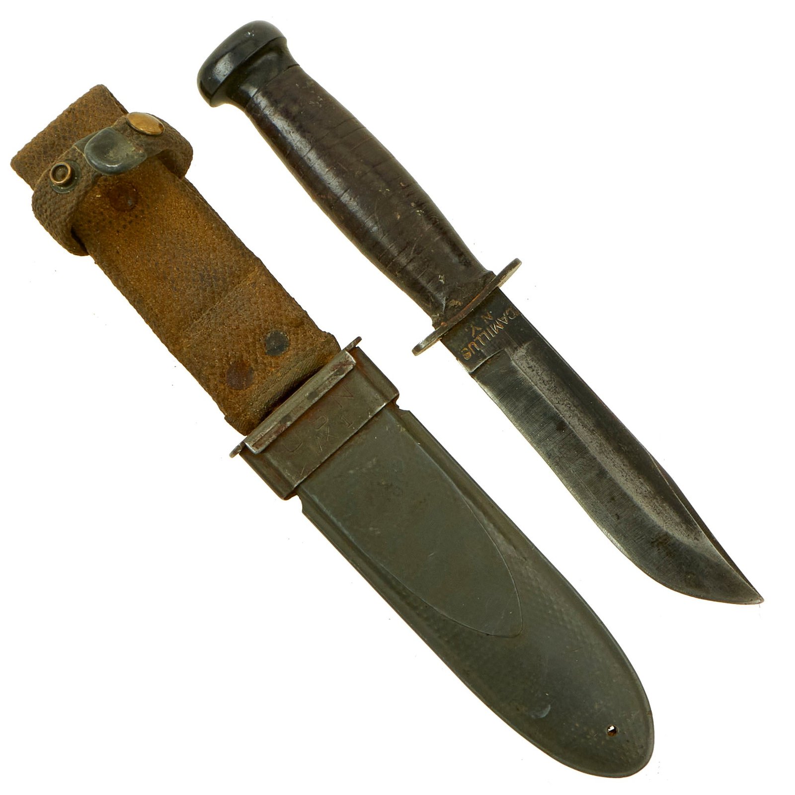 Buy Original U.S. WWII Navy USN Mark 1 Fighting Knife by CAMILLUS with Mk1 Scabbard | Original Firearms Antique For Sale