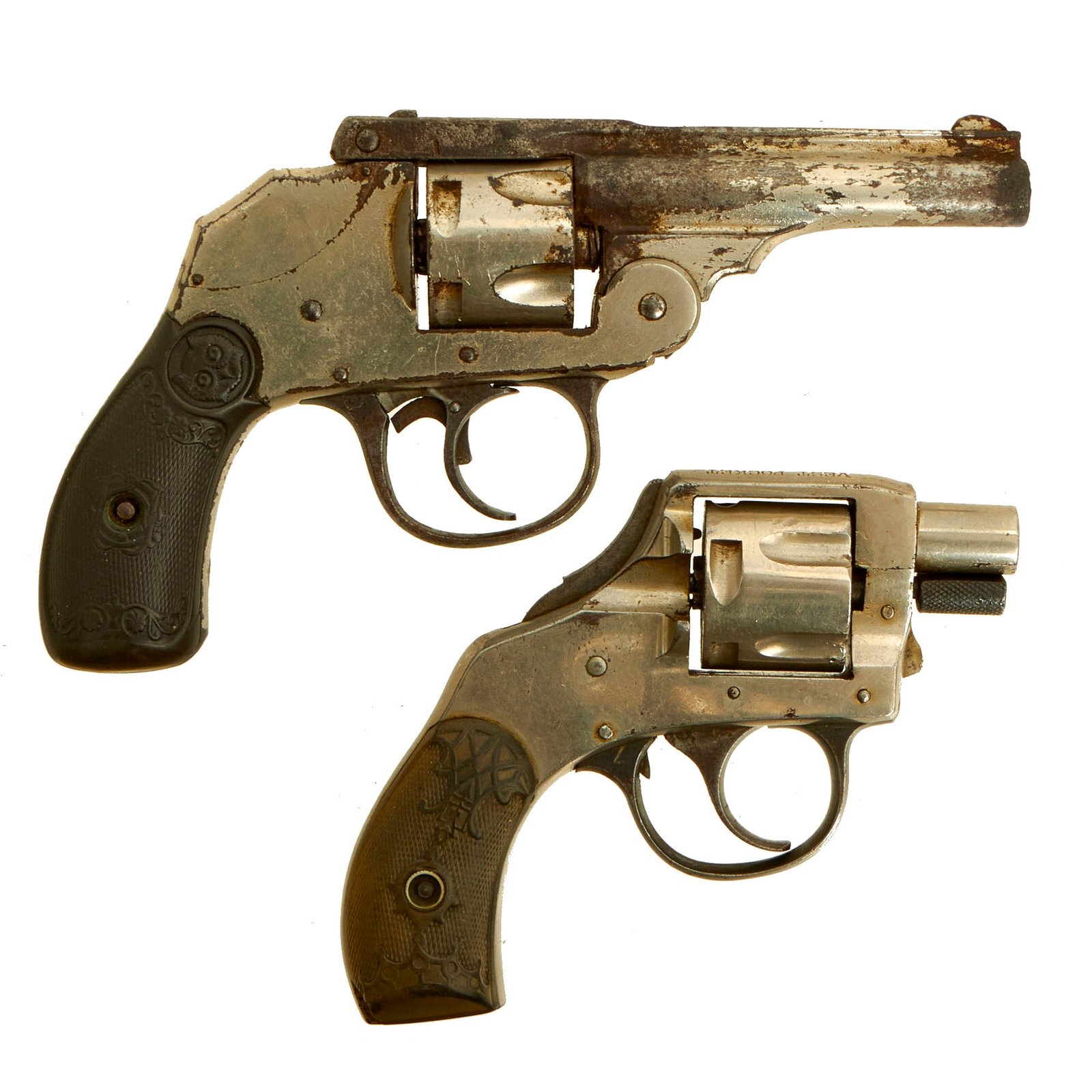 Buy Original Set of 2 U.S. .32 Double Action Safety Hammer Revolvers in Grade 2 "As Found" Condition - Iver Johnson and H.& R. | Original Firearms Antique For Sale