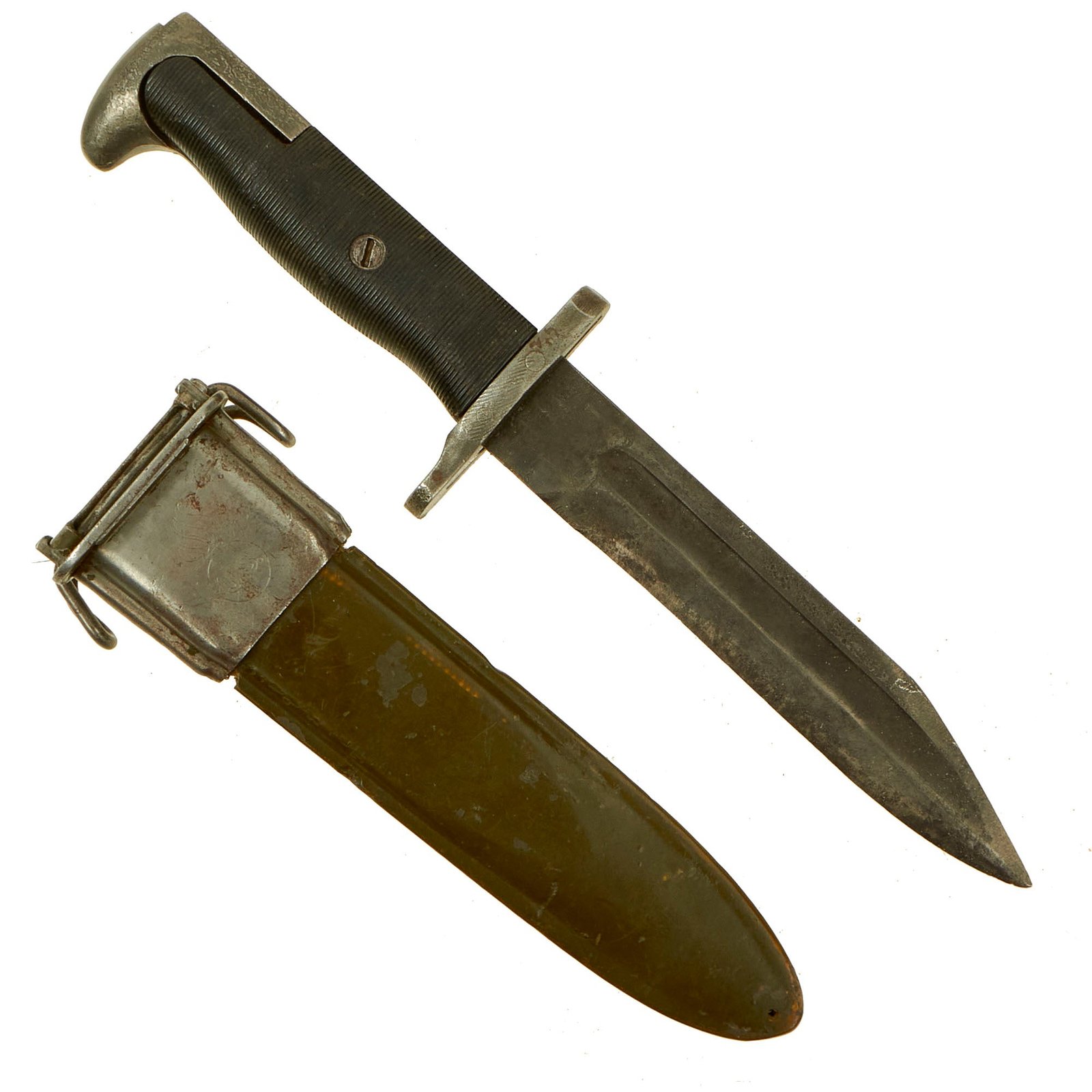 Buy Original U.S. WWII Theater Made M1 Garand Bayonet Fighting Knife With M7 Scabbard by PAL - Dated 1942 | Original Firearms Antique For Sale