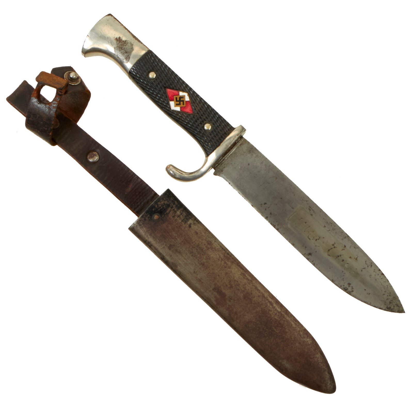 Buy Original German WWII Early Motto-Marked HJ Knife by Carl Eickhorn of Solingen with Scabbard - 1933-35 Trademark | Original Firearms Antique For Sale