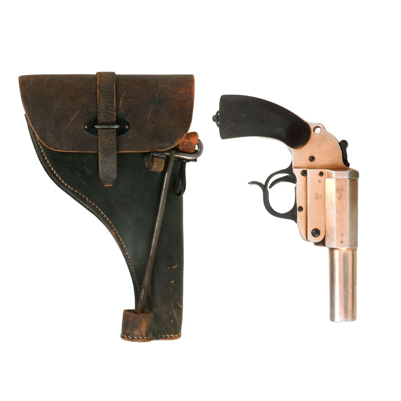 Buy Original German WWII Walther LP 34 Heer Signal Flare Pistol with Leather Holster & Cleaning - Dated 1938 | Original Firearms Antique For Sale