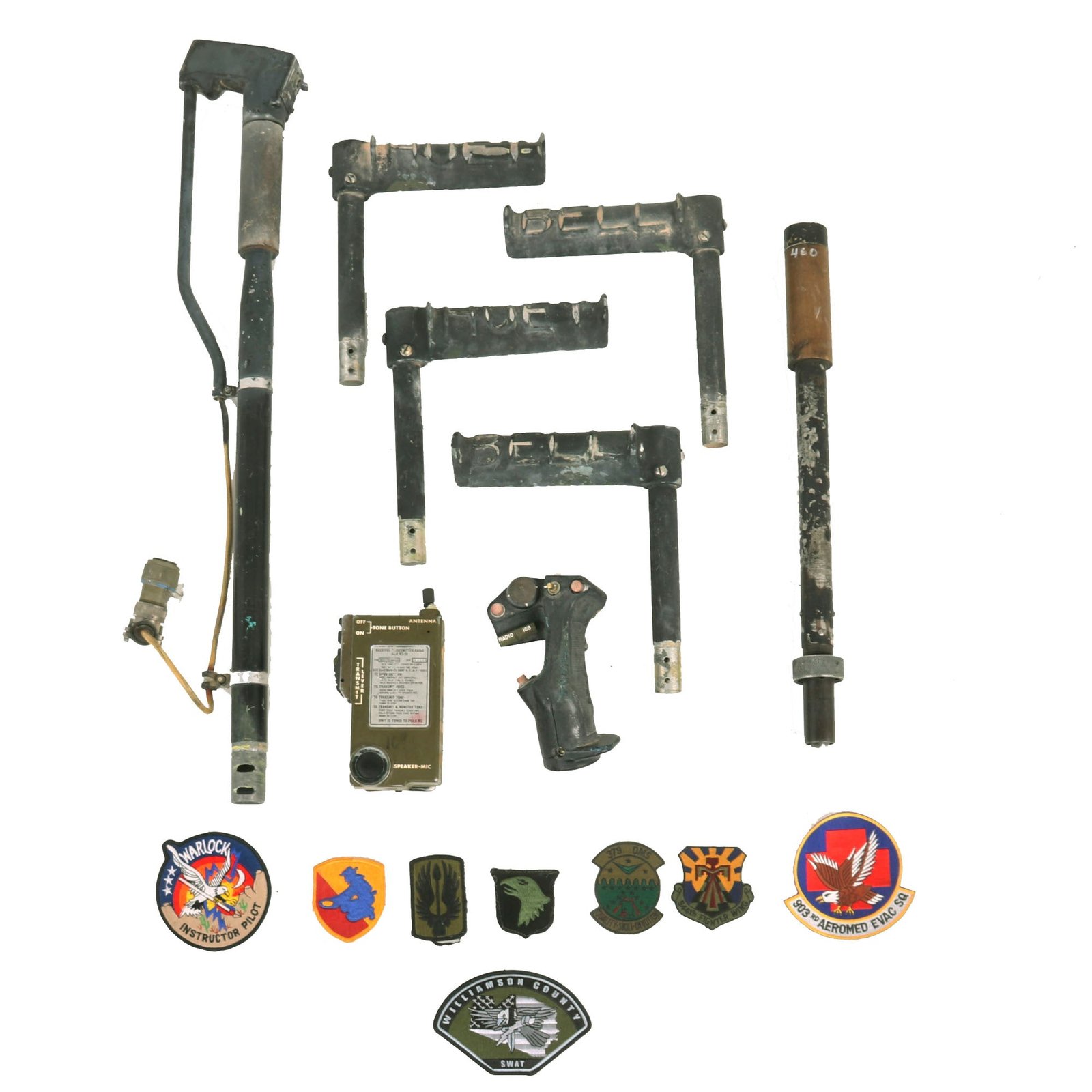 Buy Original U.S. Vietnam War Era Bell UH-1 Iroquois “Huey” Helicopter Flight Control “Stick” Component Grouping With Patched Insignia | Original Firearms Antique For Sale
