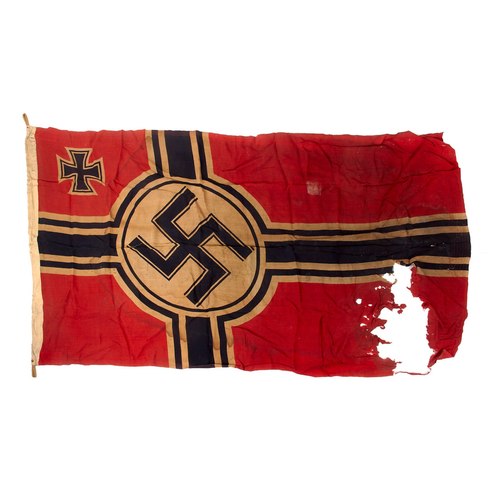 Original German WWII Service Worn 100cm x 170cm National Battle Flag by N.V.P.F. v Vlissingen & Co. - Reichskriegsflagge