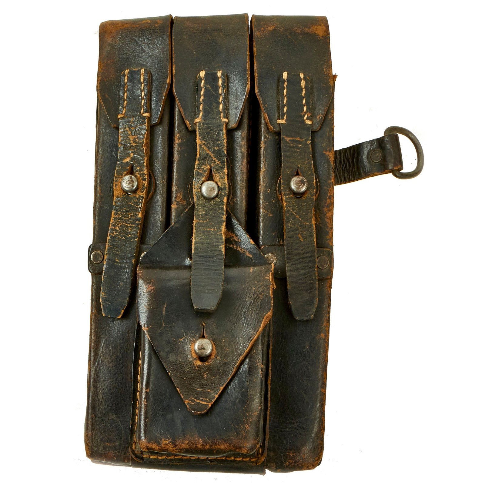 Buy Original German WWII Rare Panzer Black Leather MP 38 & 40 Magazine Pouch by Wilhelm Friedr. Bauer GmbH with Loader Pocket - Left Side | Original Firearms Antique For Sale