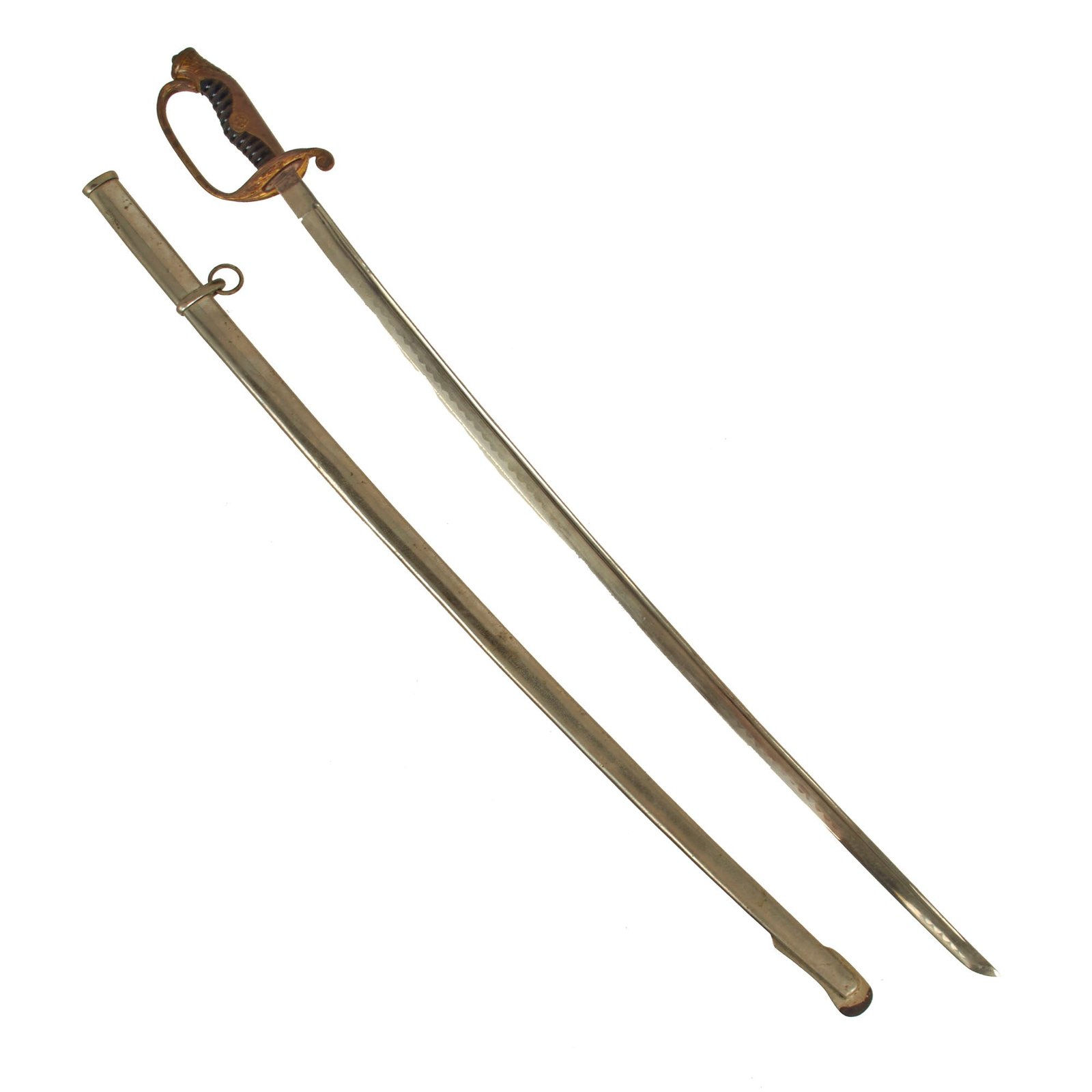 Buy Original WWII Imperial Japanese Army Type 19 Kyu-Gunto Nickel Plated Parade Sword with Scabbard | Original Firearms Antique For Sale