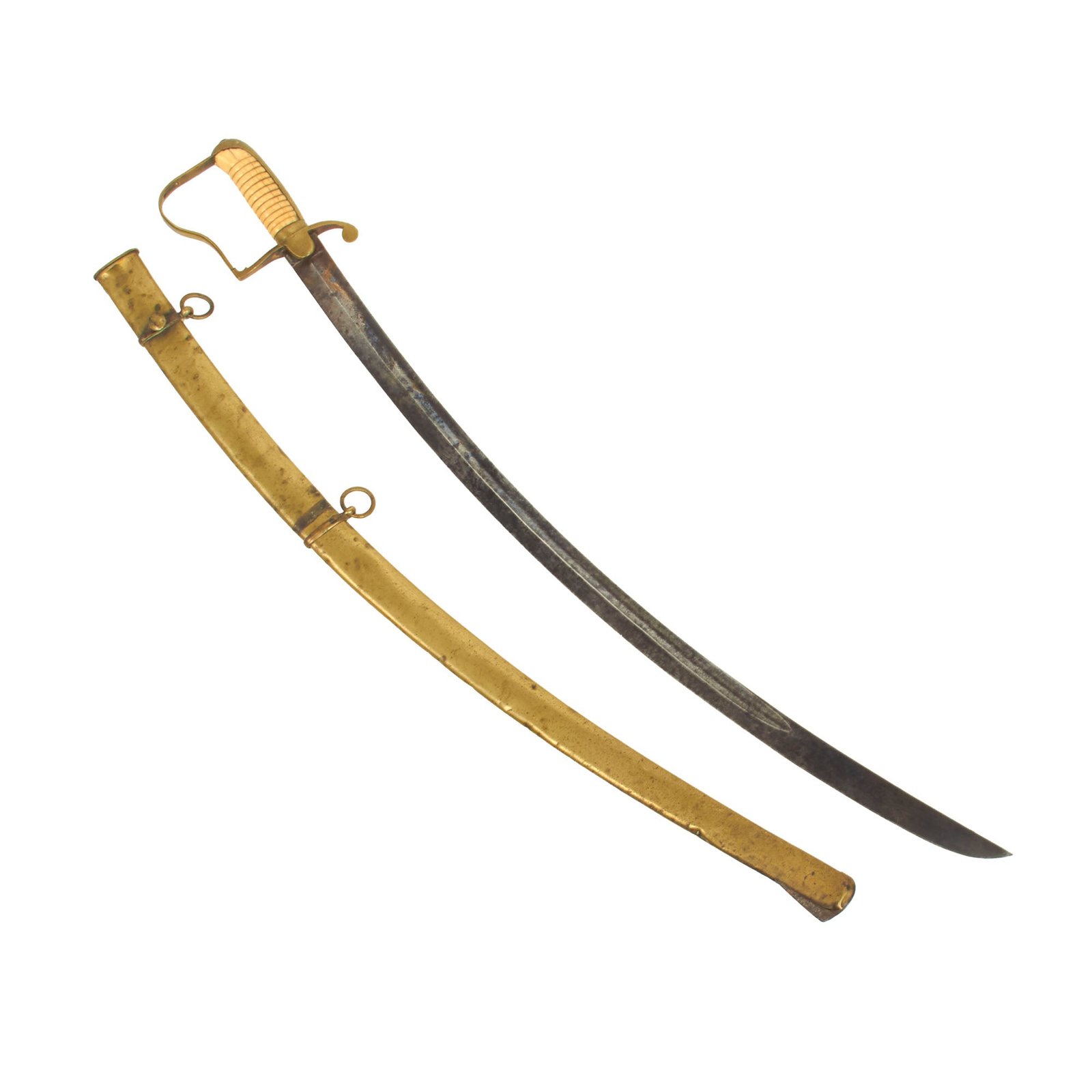 Buy Original U.S. Civil War Era Mounted Etched Artillery Officer Saber With Bone Grip by H.& R. Böker With Brass Scabbard | Original Firearms Antique For Sale