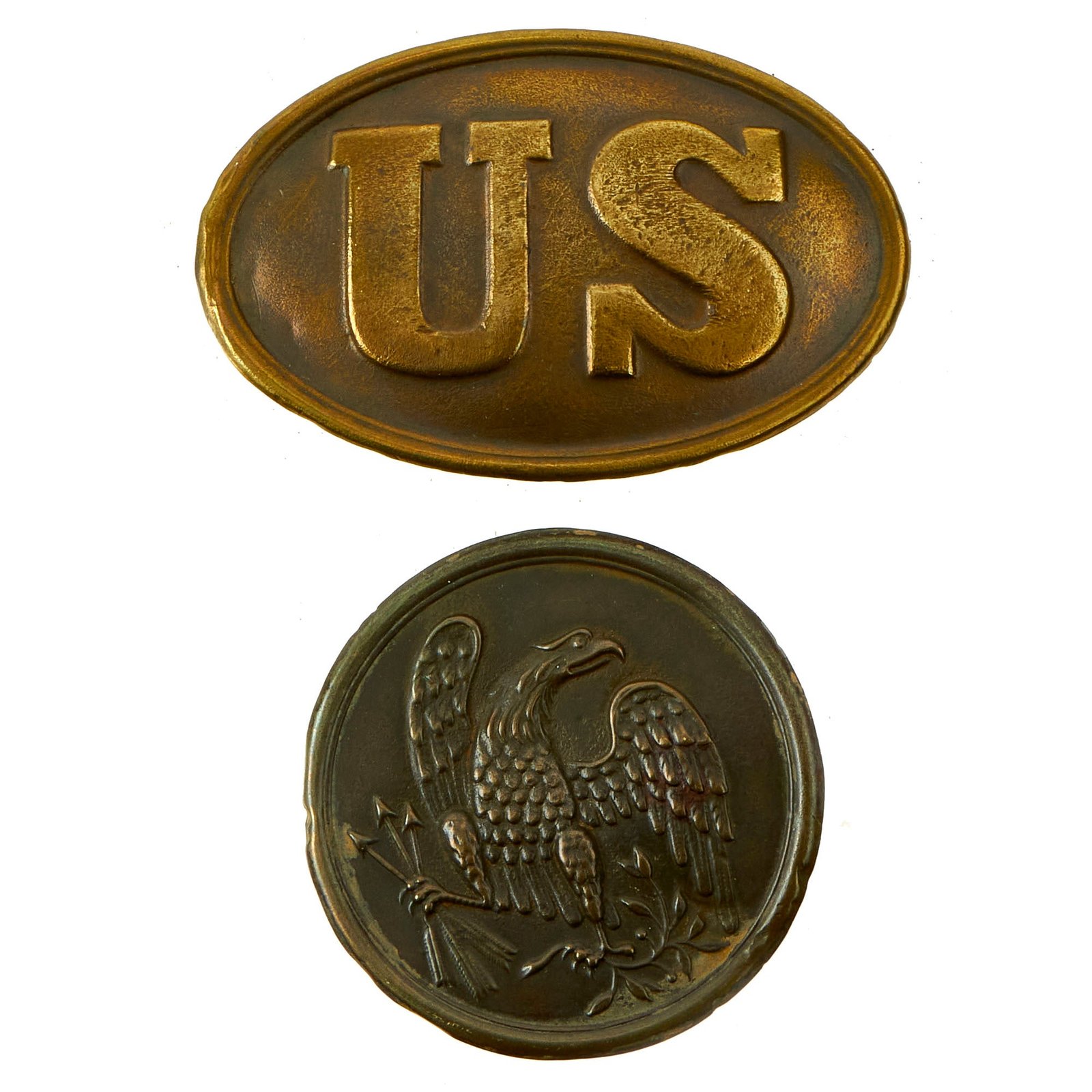 Buy Original U.S. Civil War Federal Cartridge Box Plate and Buckle Lot Ground Dug At The Battle of Fredericksburg Location - 2 Items | Original Firearms Antique For Sale