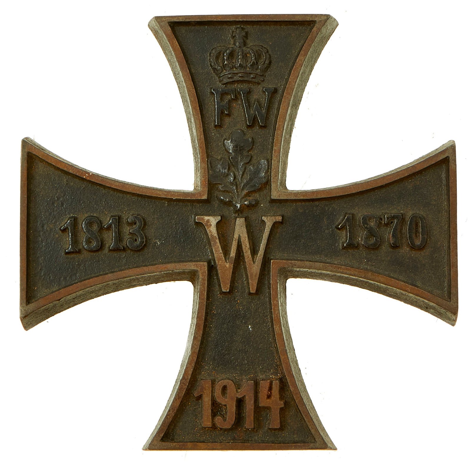 Buy Original Imperial German WWI Prussian Iron Cross Cast Iron Paperweight with 1813, 1870, and 1914 Dates | Original Firearms Antique For Sale