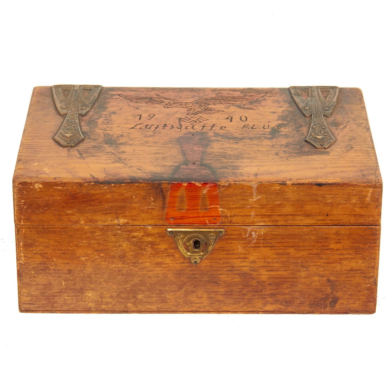 Buy Original German WWII 1940 dated Engraved Luftwaffe Wooden Keepsake Box with FLUV Marking | Original Firearms Antique For Sale