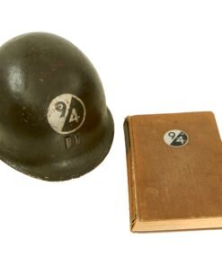 Buy Original U.S. WWII 94th Infantry Division M1 McCord Fixed Bale Helmet Named to Captain Robert U. Cassel with Signed First Edition 94th ID Book | Original Firearms Antique For Sale