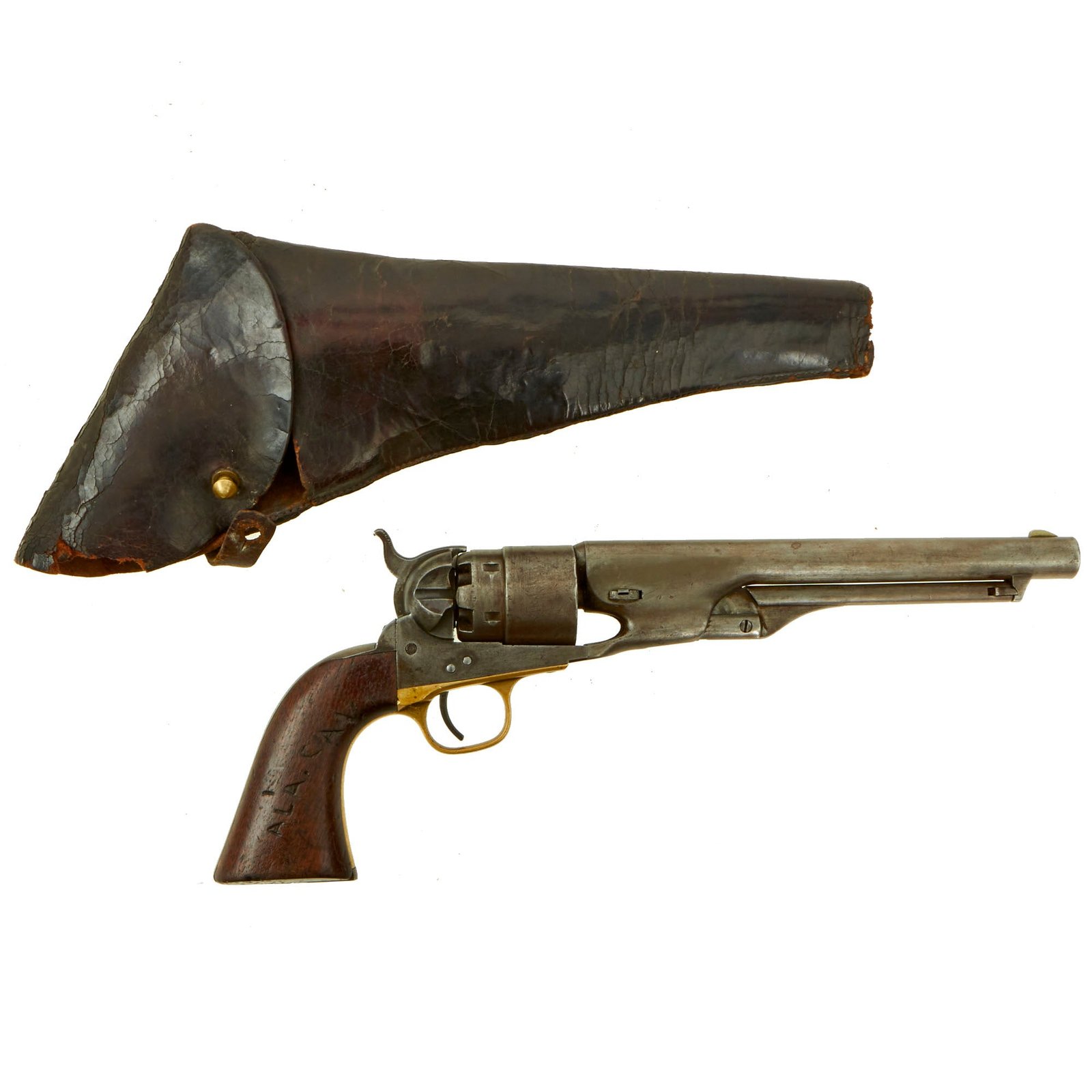 Buy Original U.S. Civil War Colt M1860 Army .44cal Revolver Marked to 1st Alabama Cav. with Period Holster - Matching Serial 108183 Made in 1863 | Original Firearms Antique For Sale