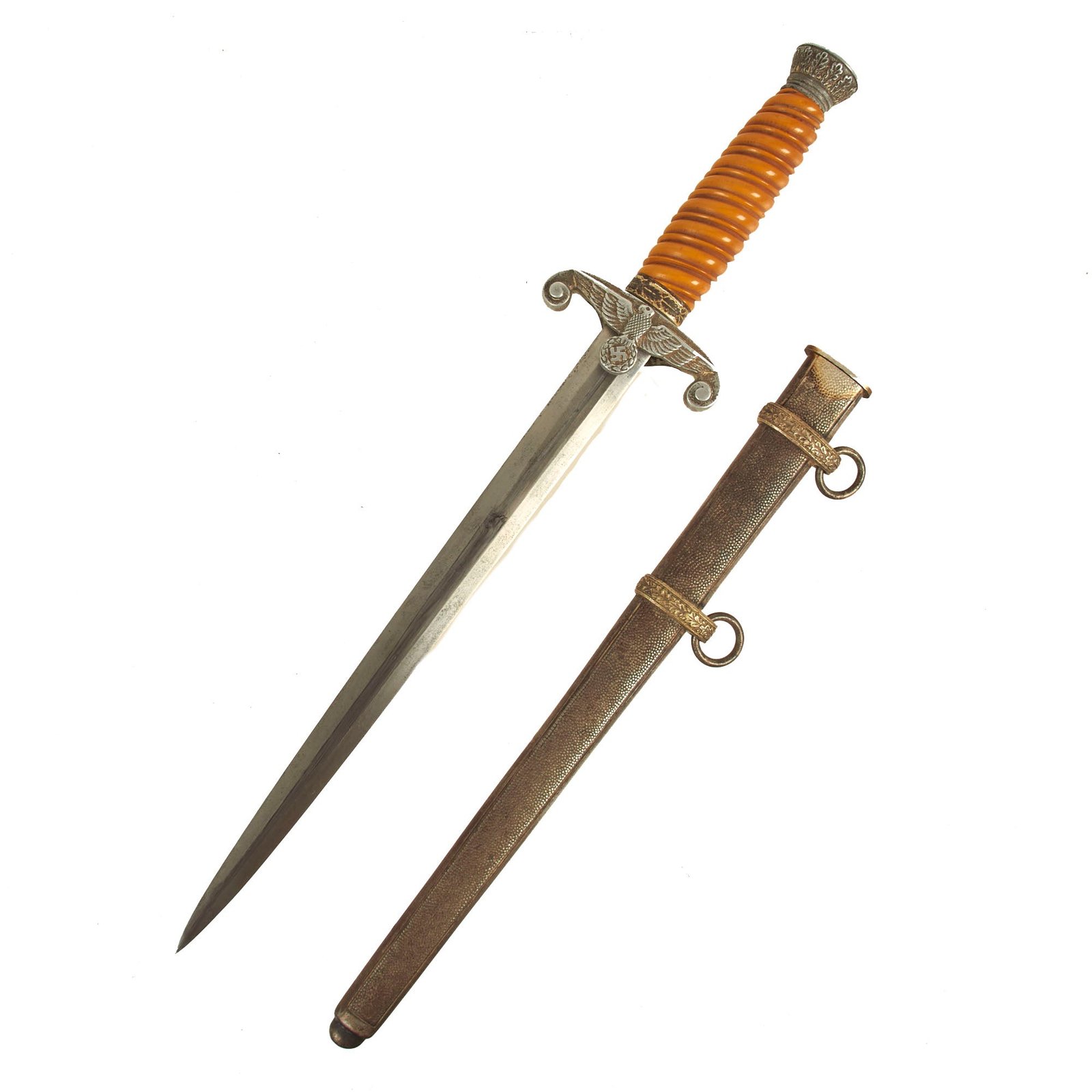 Buy Original German WWII Army Heer Officer Dagger with Scabbard - Unmarked Blade | Original Firearms Antique For Sale