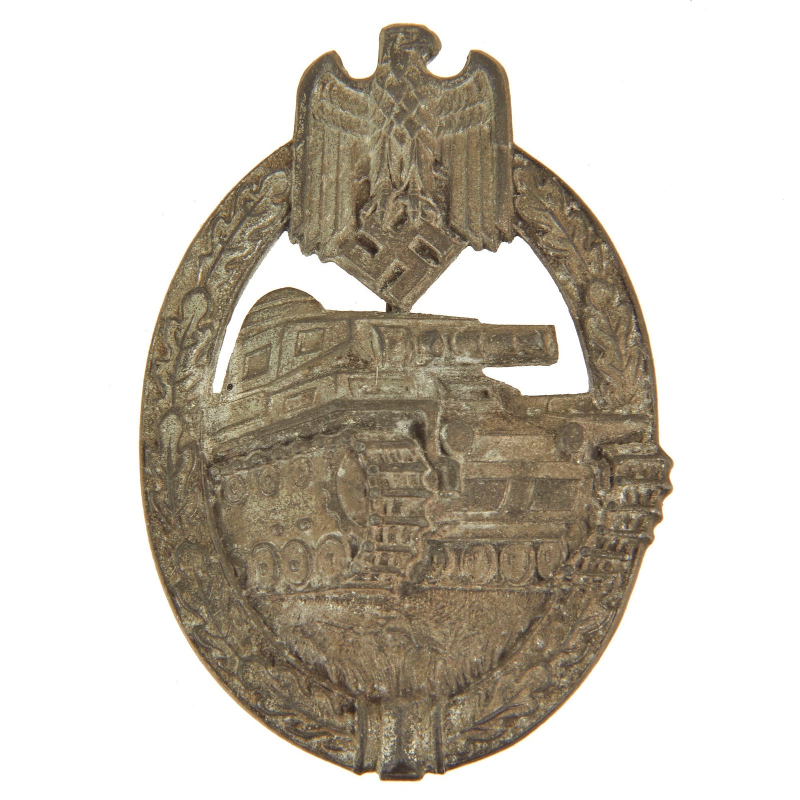 Buy Original German WWII Panzer Assault Tank Badge by Hermann Aurich - Silver Grade | Original Firearms Antique For Sale
