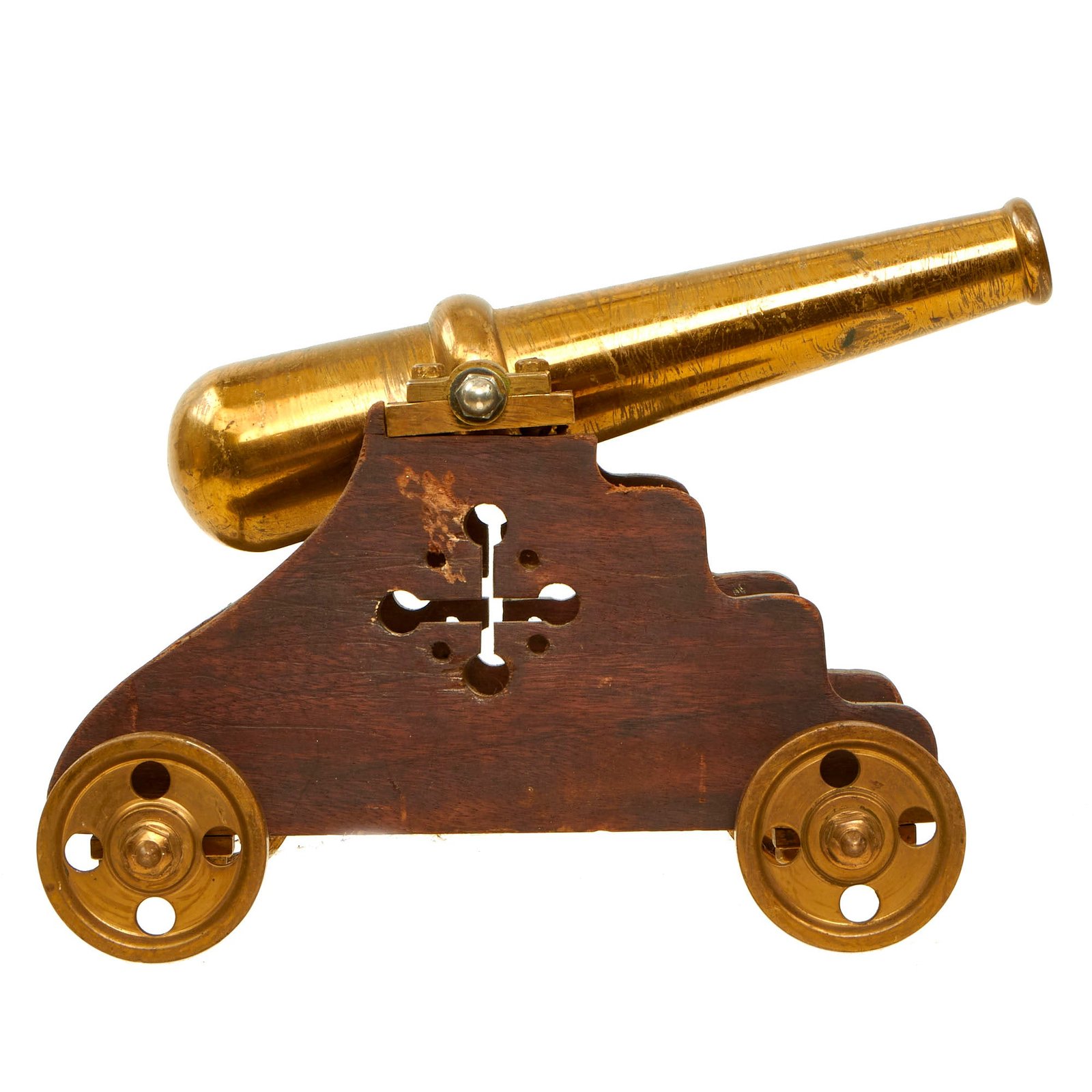 Buy Original Late 19th Century U.S. Brass Signal Cannon on Custom Wood Carriage | Original Firearms Antique For Sale