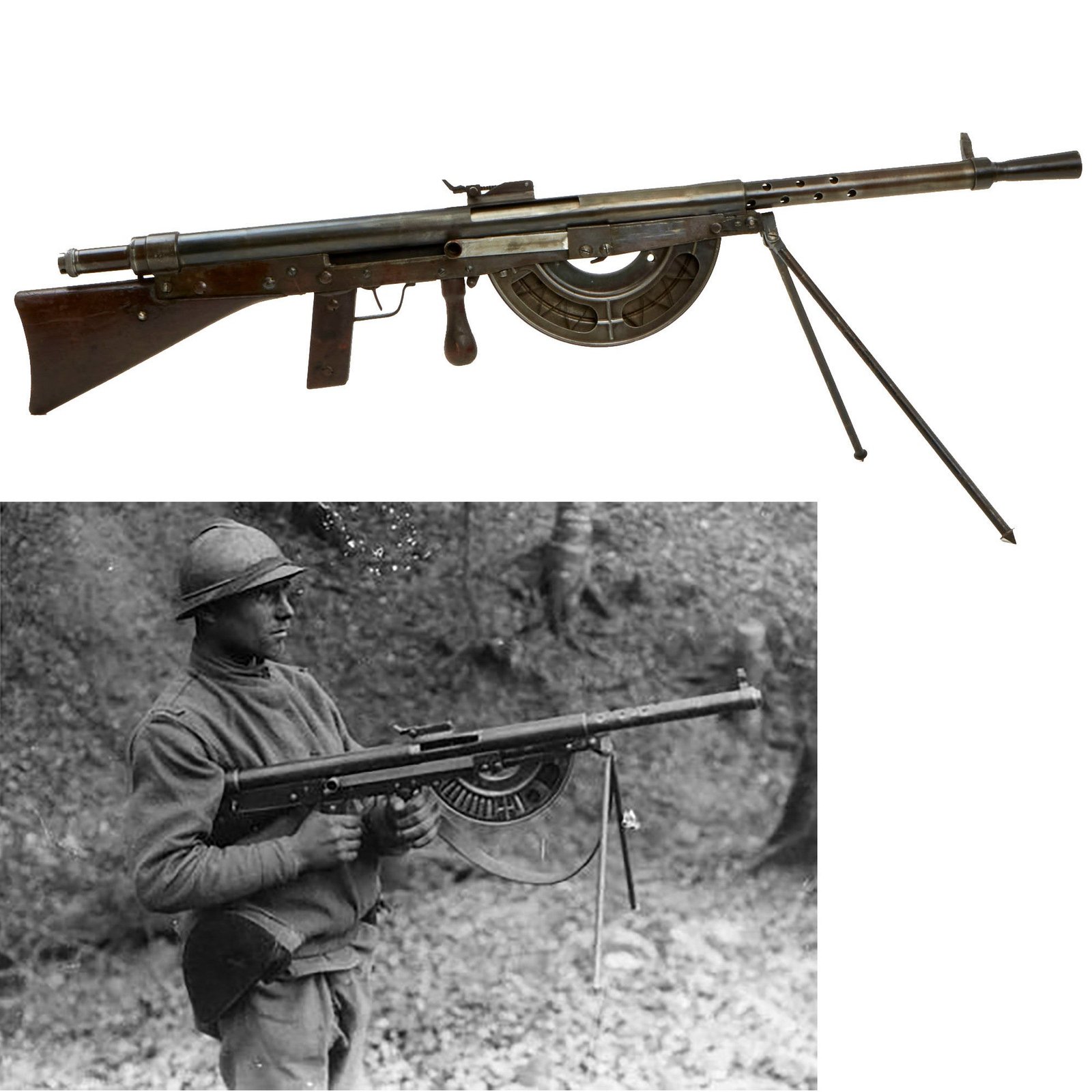 Buy Original French WWI Fusil-Mitrailleur Modèle 1915 CSRG Chauchat Display LMG with Magazine - Matching Serial No. 181225 | Original Firearms Antique For Sale