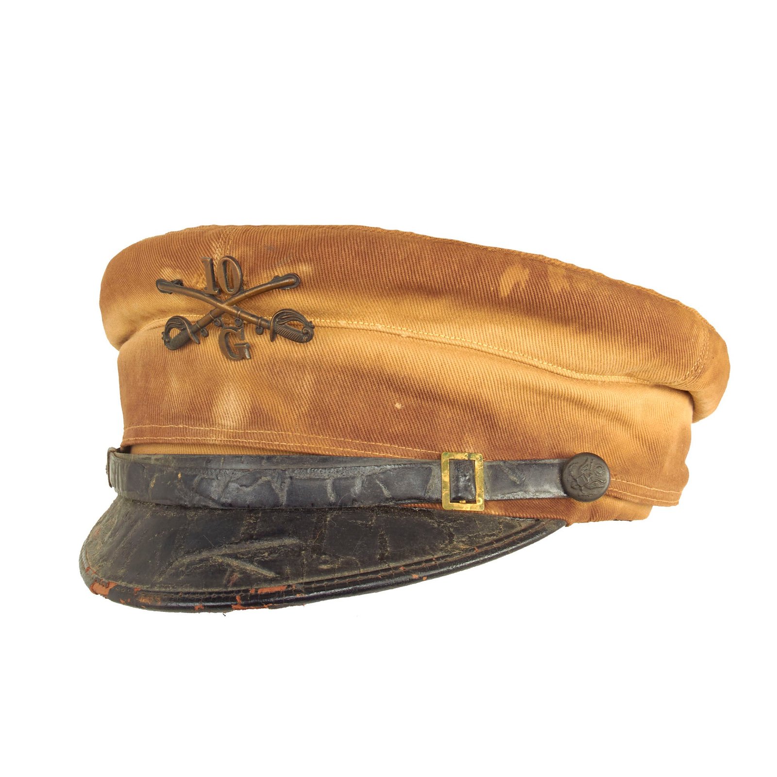 Buy Original U.S. Philippine-American War Era Named 10th Cavalry “Buffalo Soldiers” Regiment M1902 Visor Cap | Original Firearms Antique For Sale