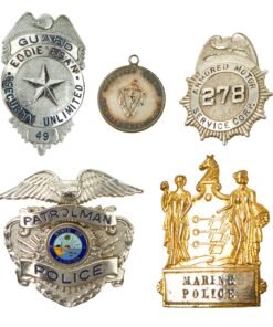 Buy Original U.S. Law Enforcement Cap / Chest Badge Insignia Grouping - 5 Items | Original Firearms Antique For Sale