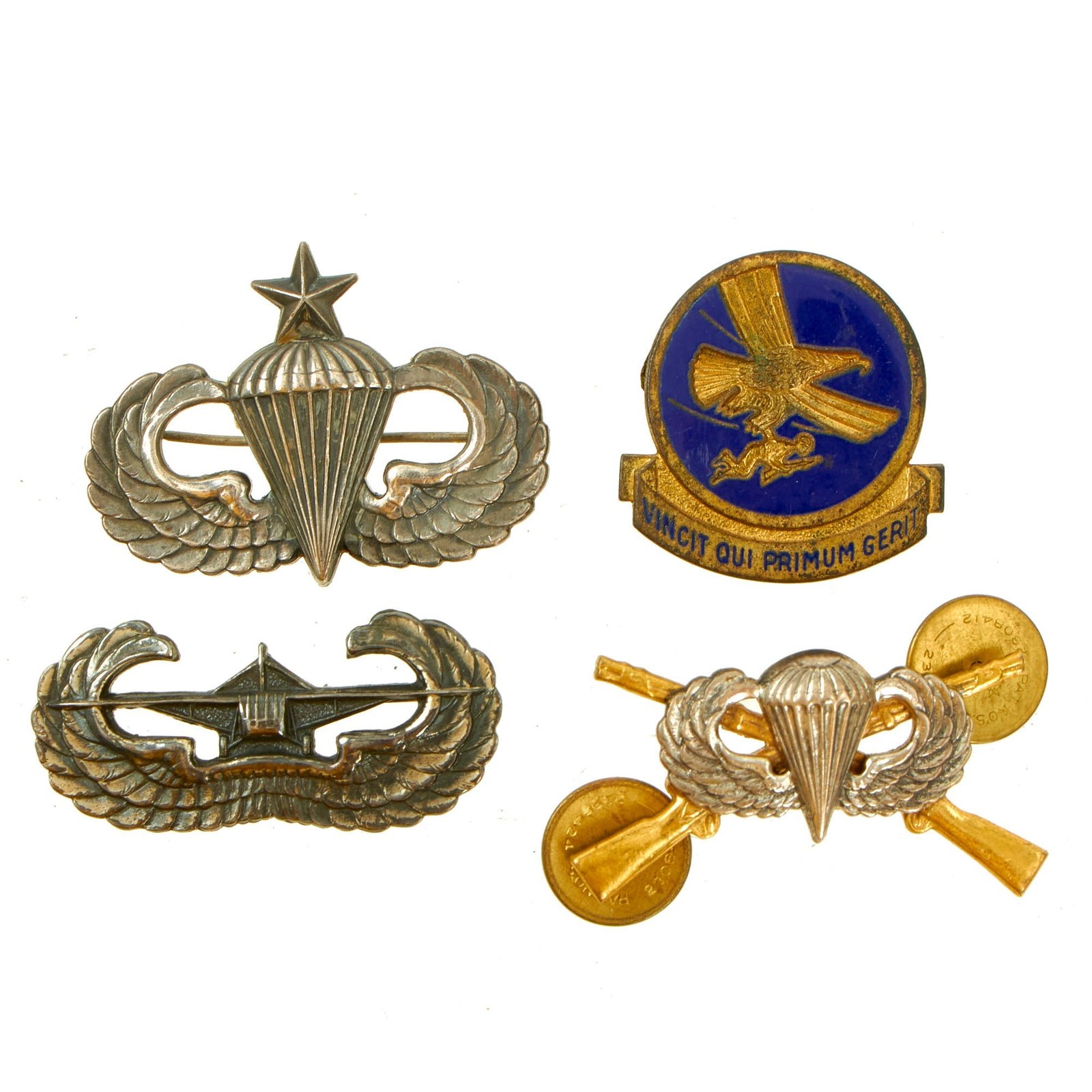 Buy Original U.S. WWII / Korean War Era US Army Airborne Parachutist and Glider Wings Badge Lot - 4 Items | Original Firearms Antique For Sale