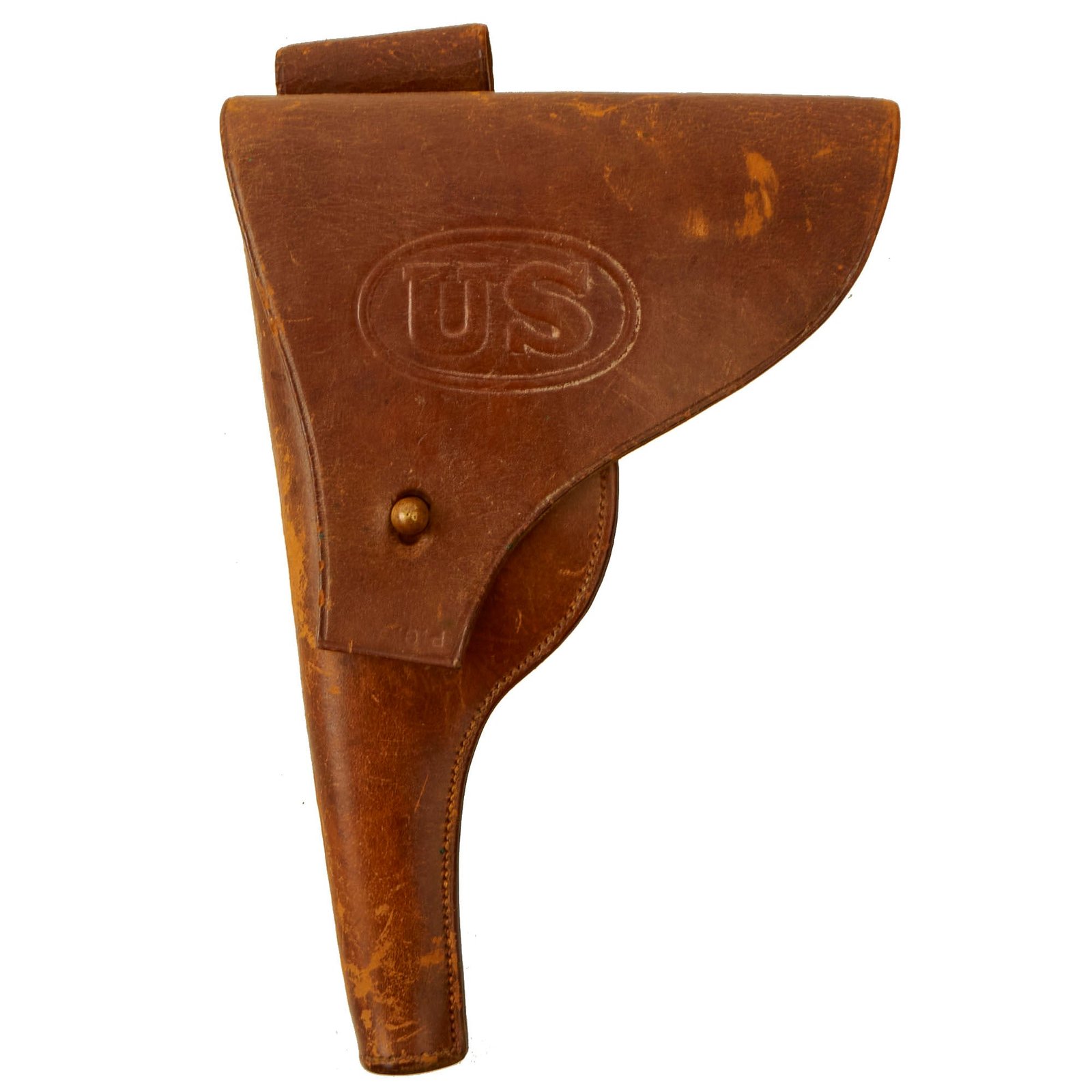 Buy Original U.S. Pre-WWI Era US Army Test Eagle American Luger Brown Leather Holster By Rock Island Arsenal - Extremely Rare | Original Firearms Antique For Sale