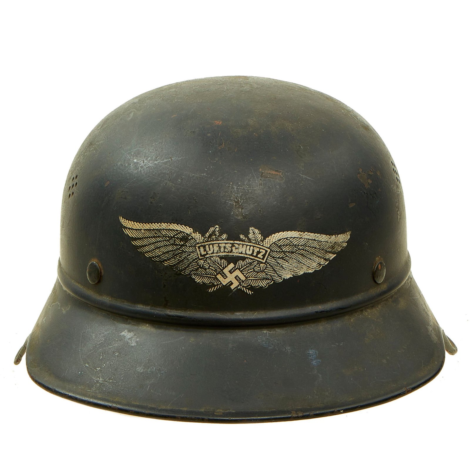 Buy Original German WWII M38 Luftschutz Beaded Gladiator Air Defense Helmet with 58cm Liner - dated 1939 | Original Firearms Antique For Sale