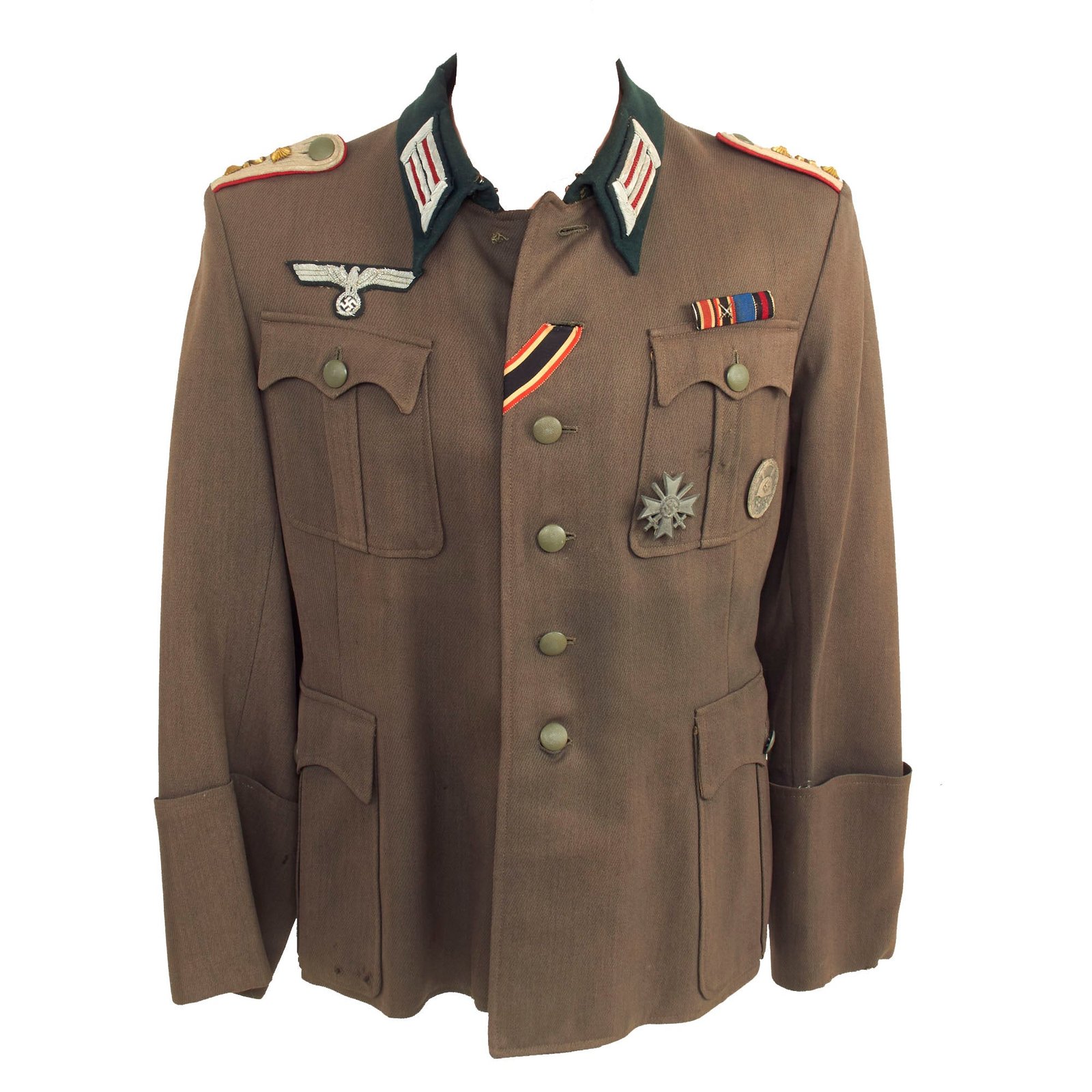 Buy Original German WWII Heer Artillery Hauptmann Officer's M36 Field Tunic with Medal Bar, KVKI, and Silver Wound Badge | Original Firearms Antique For Sale