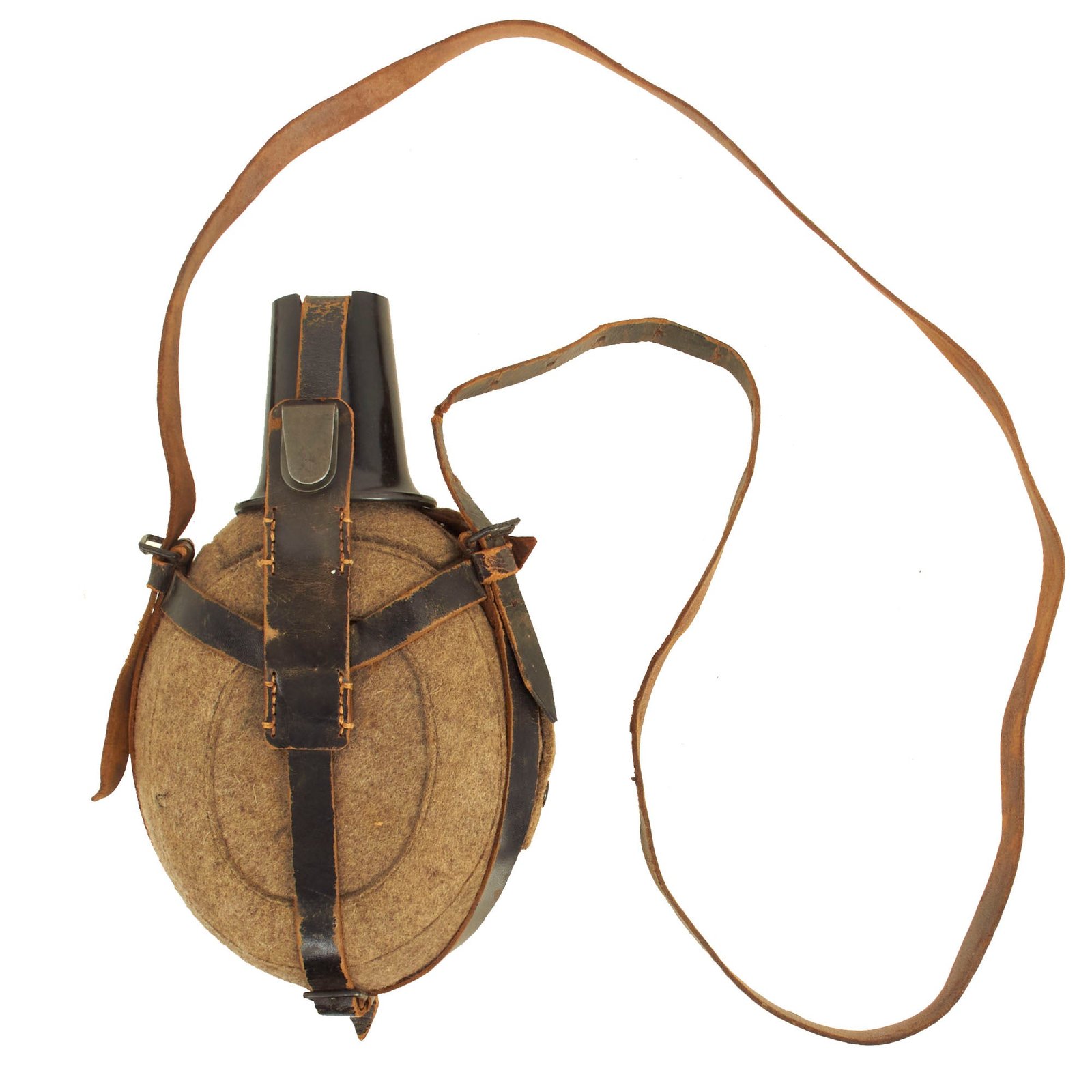 Buy Original German WWII Large Medic Aluminum M31 Canteen Marked W.A.L. 43 with Bakelite Cup with Harness | Original Firearms Antique For Sale
