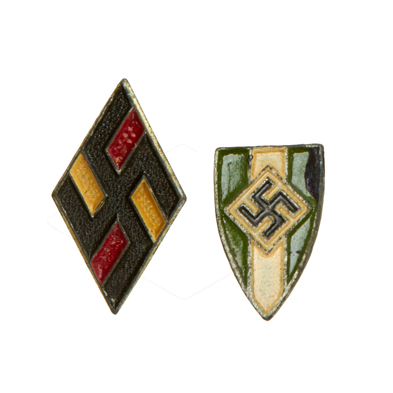 Original German WWII Set of Two Youth Organization Pins - Student Bund and Austrian Steiermark HJ