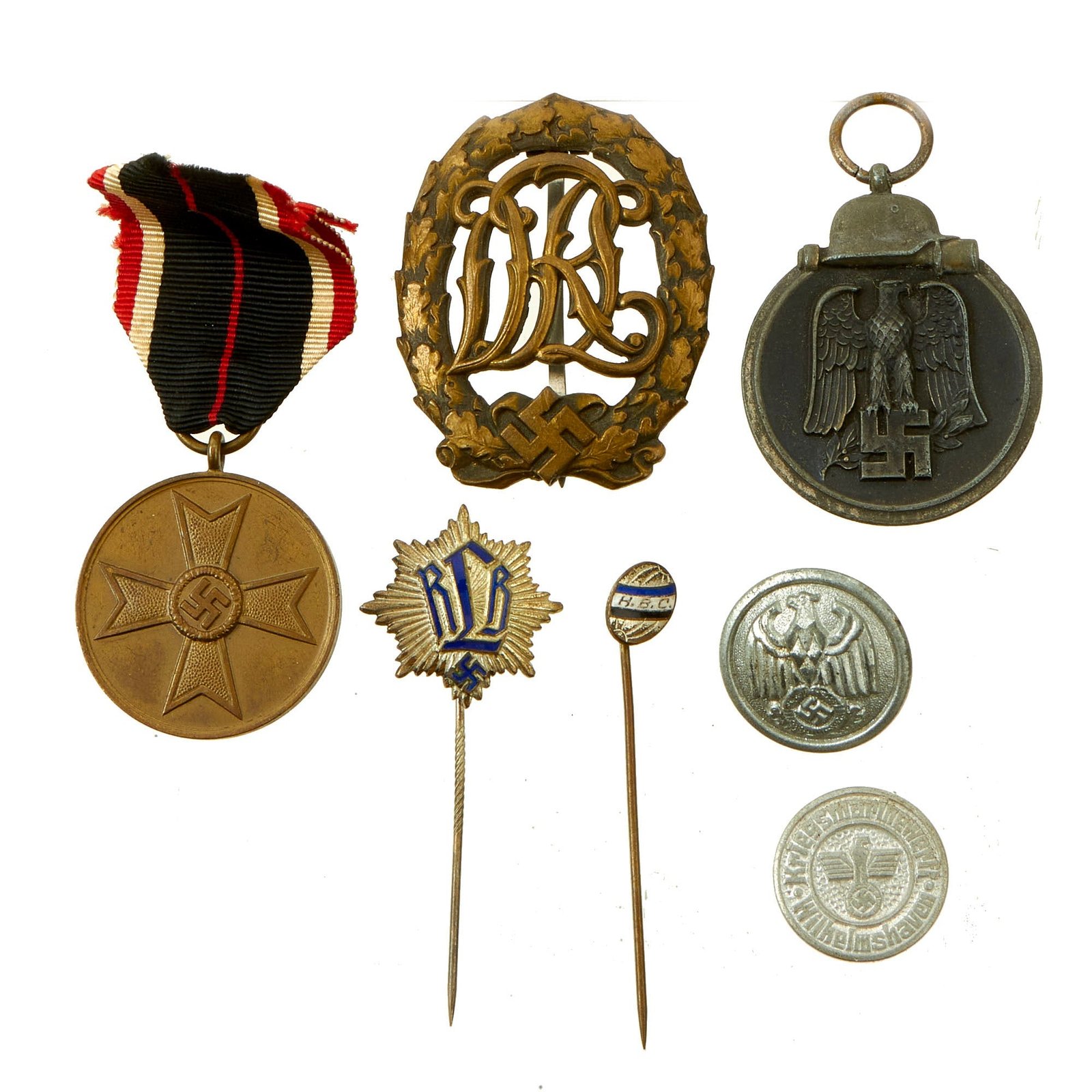 Buy Original German WWII Medal Grouping with Eastern Front Medal, War Merit Medal & More - 7 Items | Original Firearms Antique For Sale