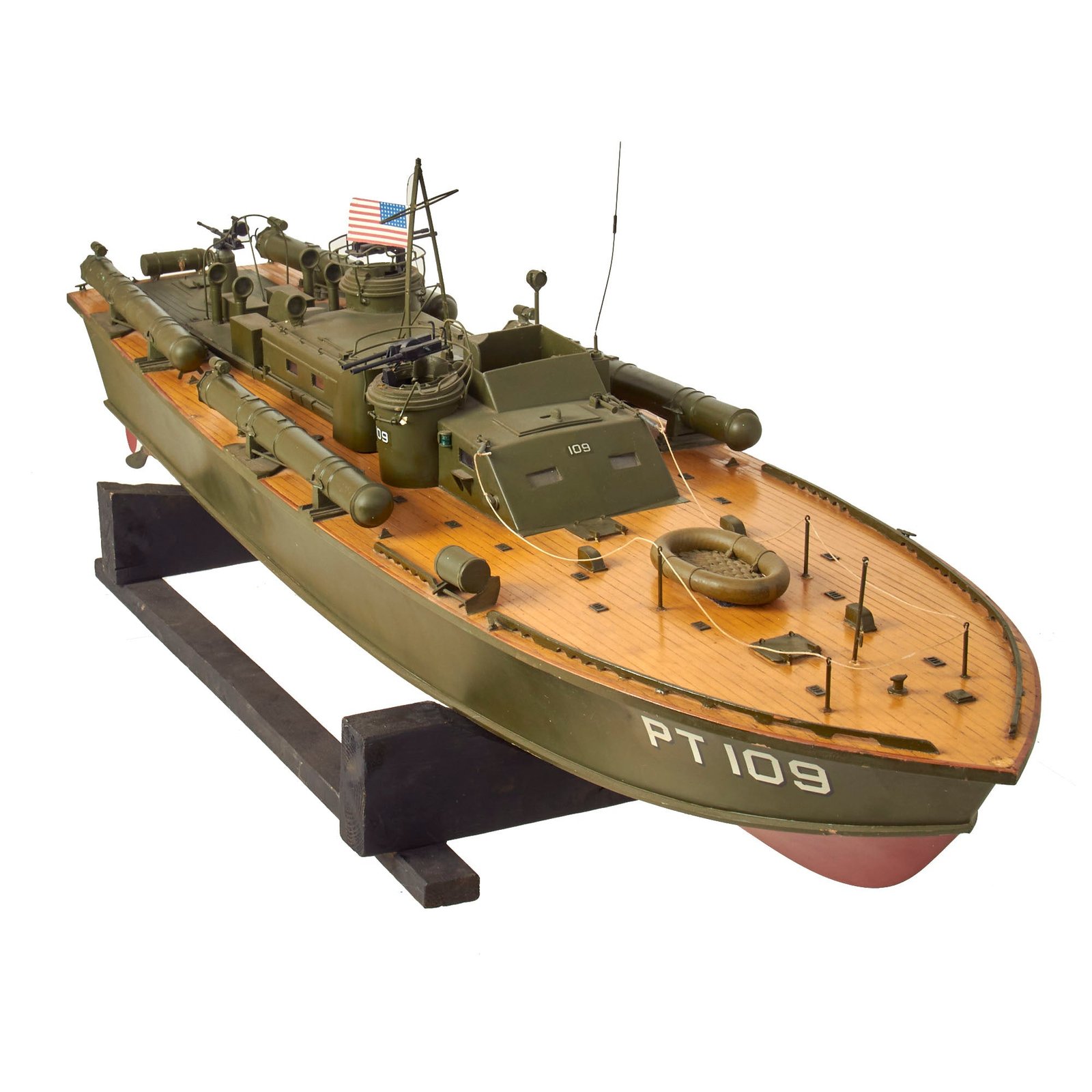 Buy U.S. WWII John F. Kennedy PT-109 Patrol Torpedo Boat 1:20 Scale Wood Model - Custom Built | Original Firearms Antique For Sale
