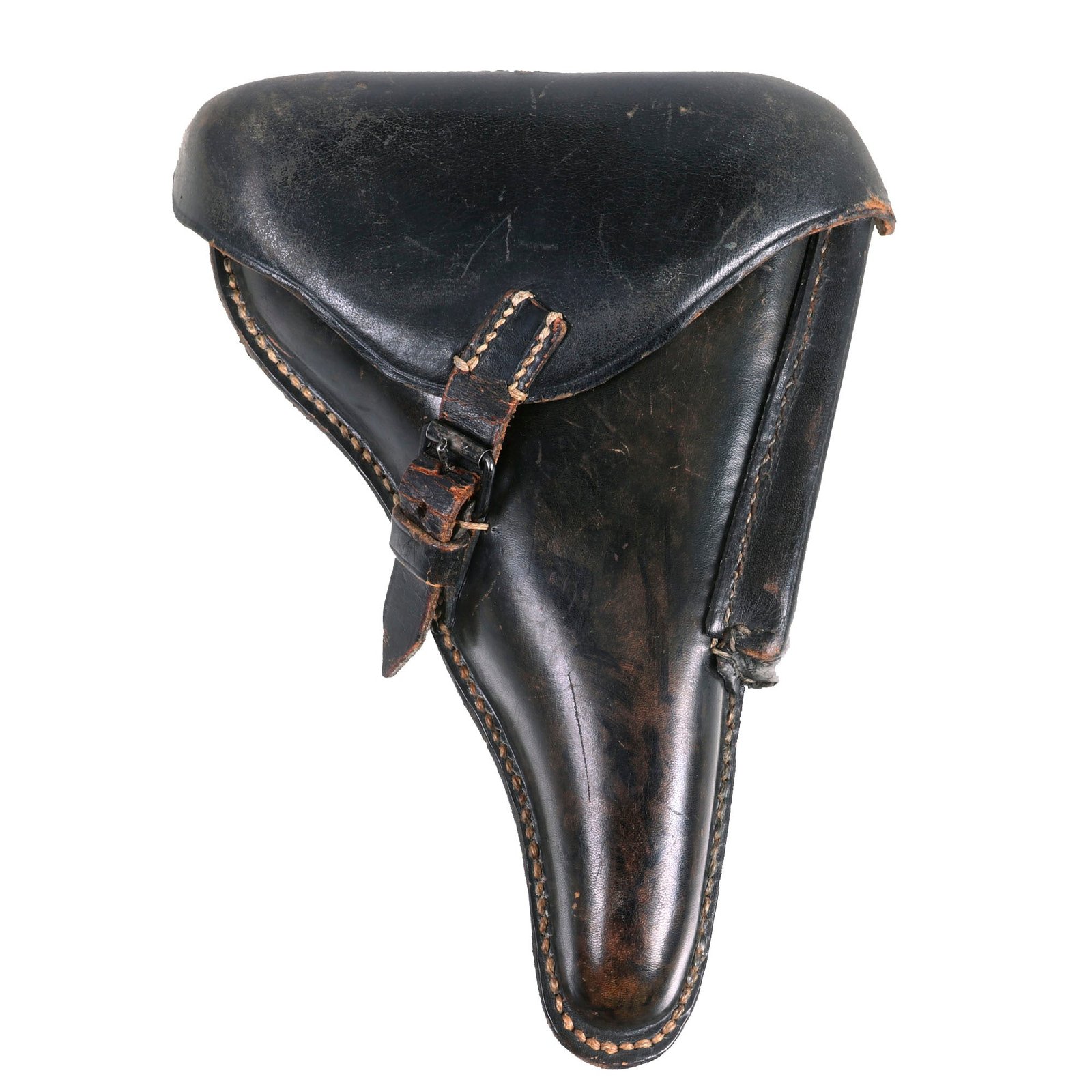 Buy Original German WWII P.08 Luger Pistol Black Leather Hardshell Holster by Carl Hepting & Co. - Dated 1944 | Original Firearms Antique For Sale