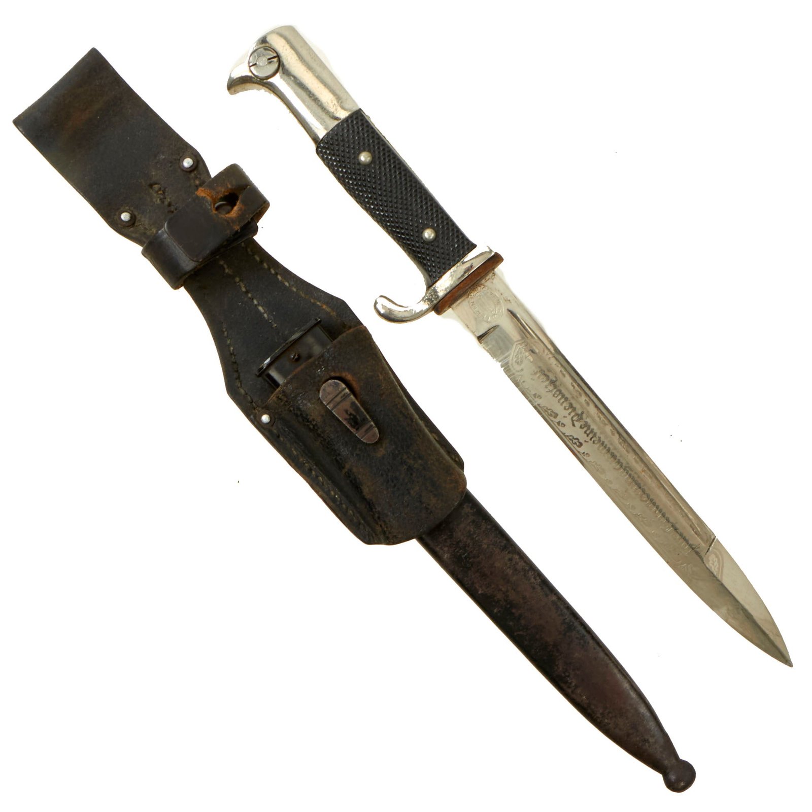 Buy Original German WWII Heer Single Etched Short 98k Dress Bayonet by F.W. Höller with Scabbard & Frog | Original Firearms Antique For Sale