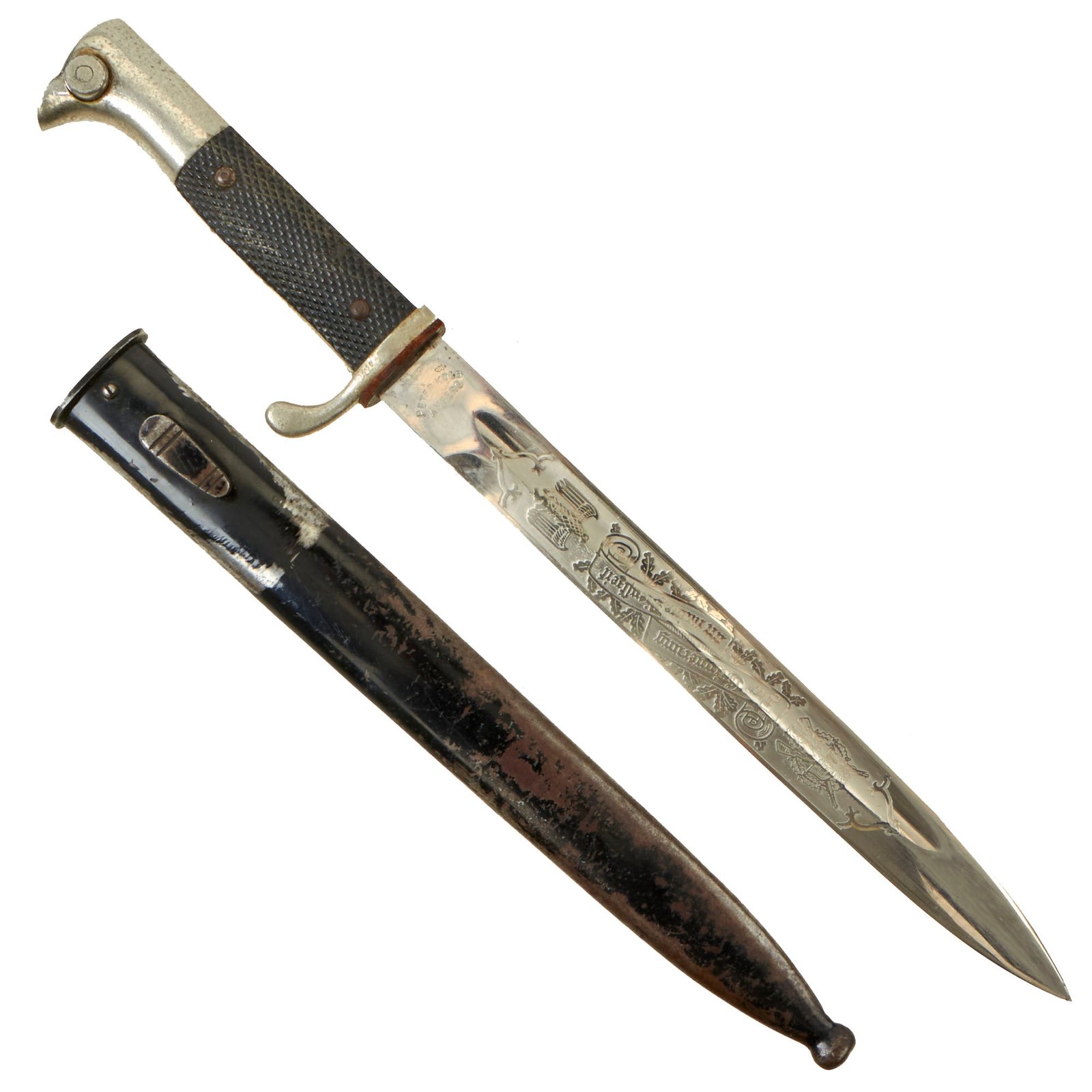 Buy Original German WWII Double Etched Heer 41st Infantry Regt. Long 98k Dress Bayonet by Carl Eickhorn with Scabbard | Original Firearms Antique For Sale