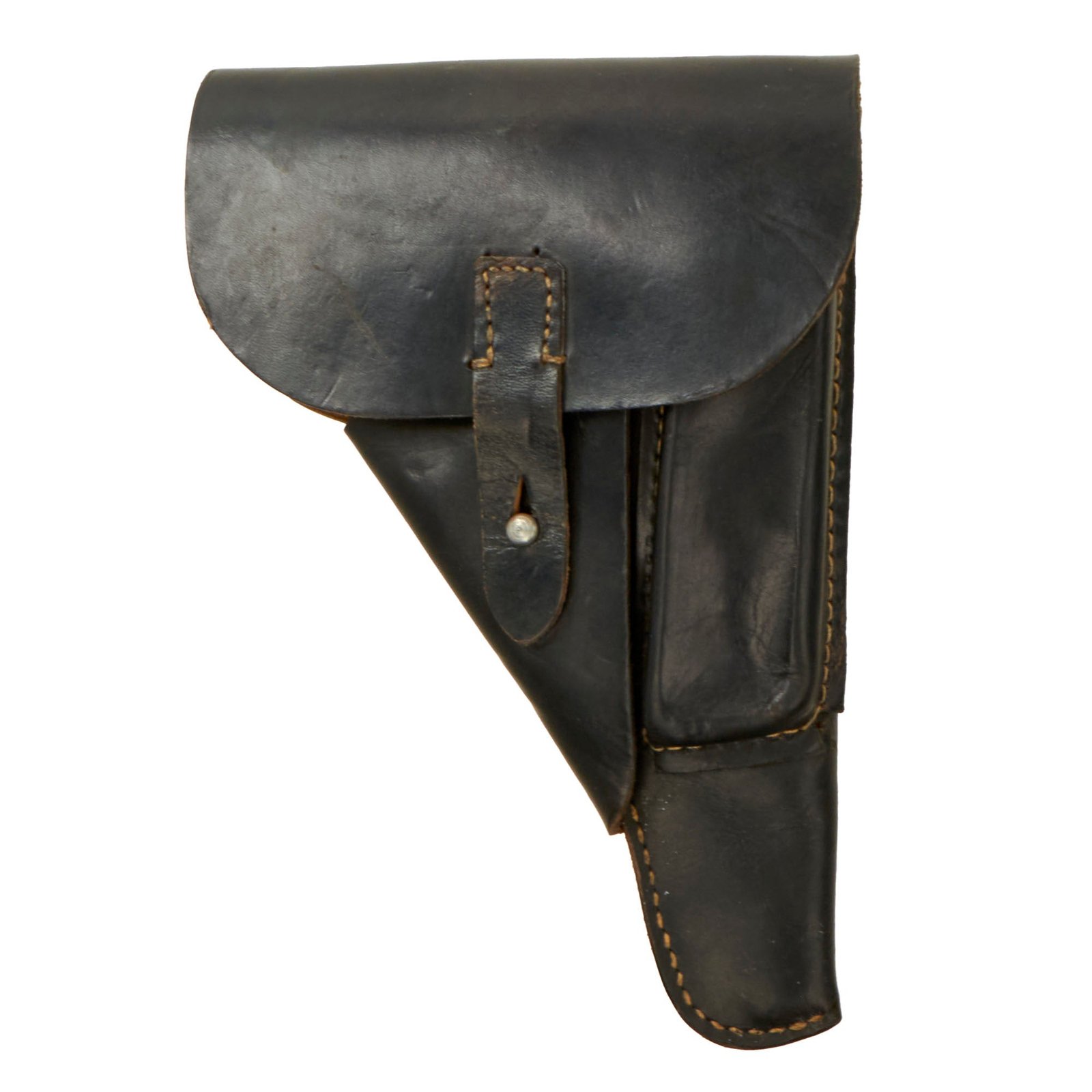 Original German WWII Walther P38 Black Leather Softshell Holster by Moritz Stecher - Dated 1944