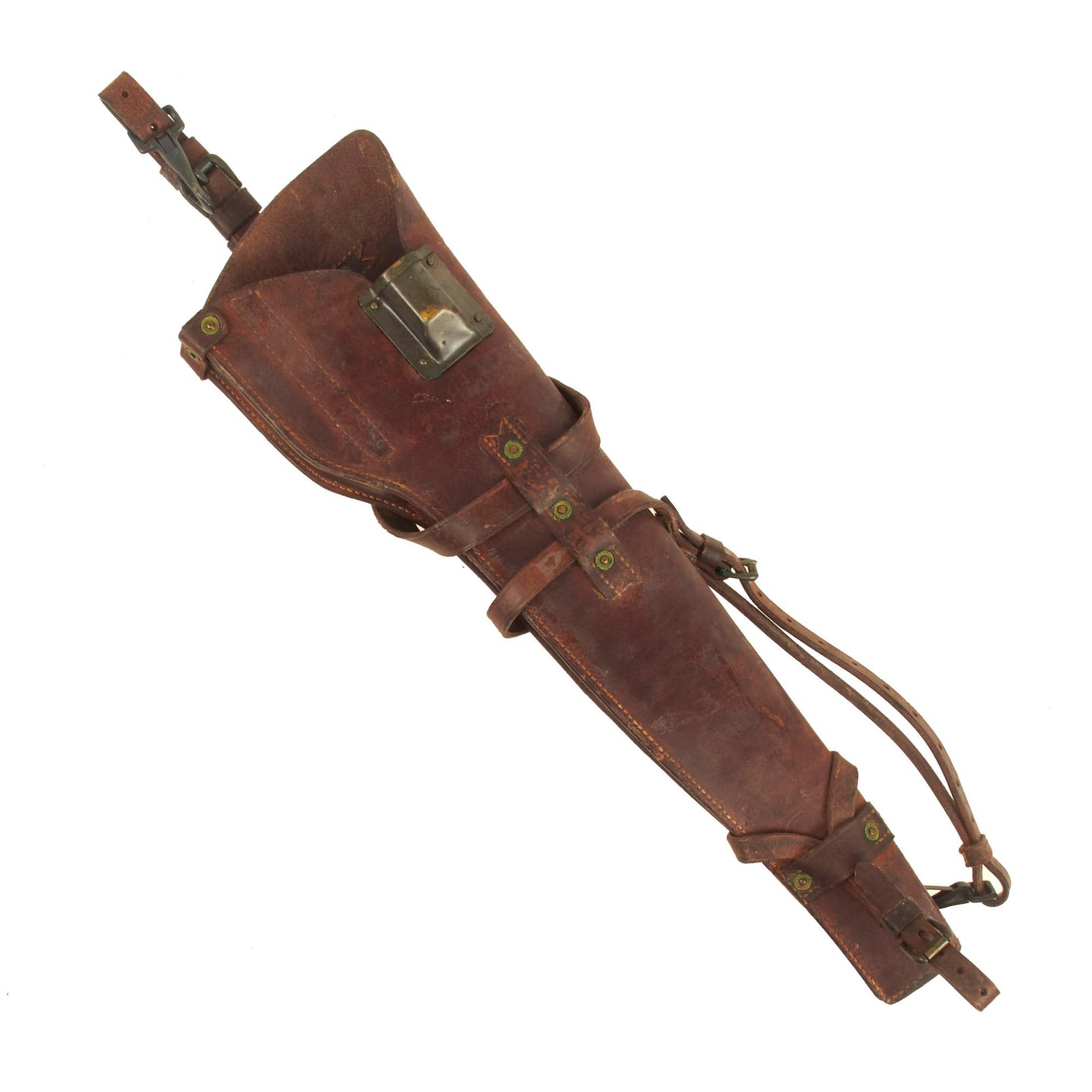 Buy Original U.S. WWII M1 Carbine Leather Vehicle Scabbard marked J.Q.M.D. with Straps - Dated 1944 | Original Firearms Antique For Sale