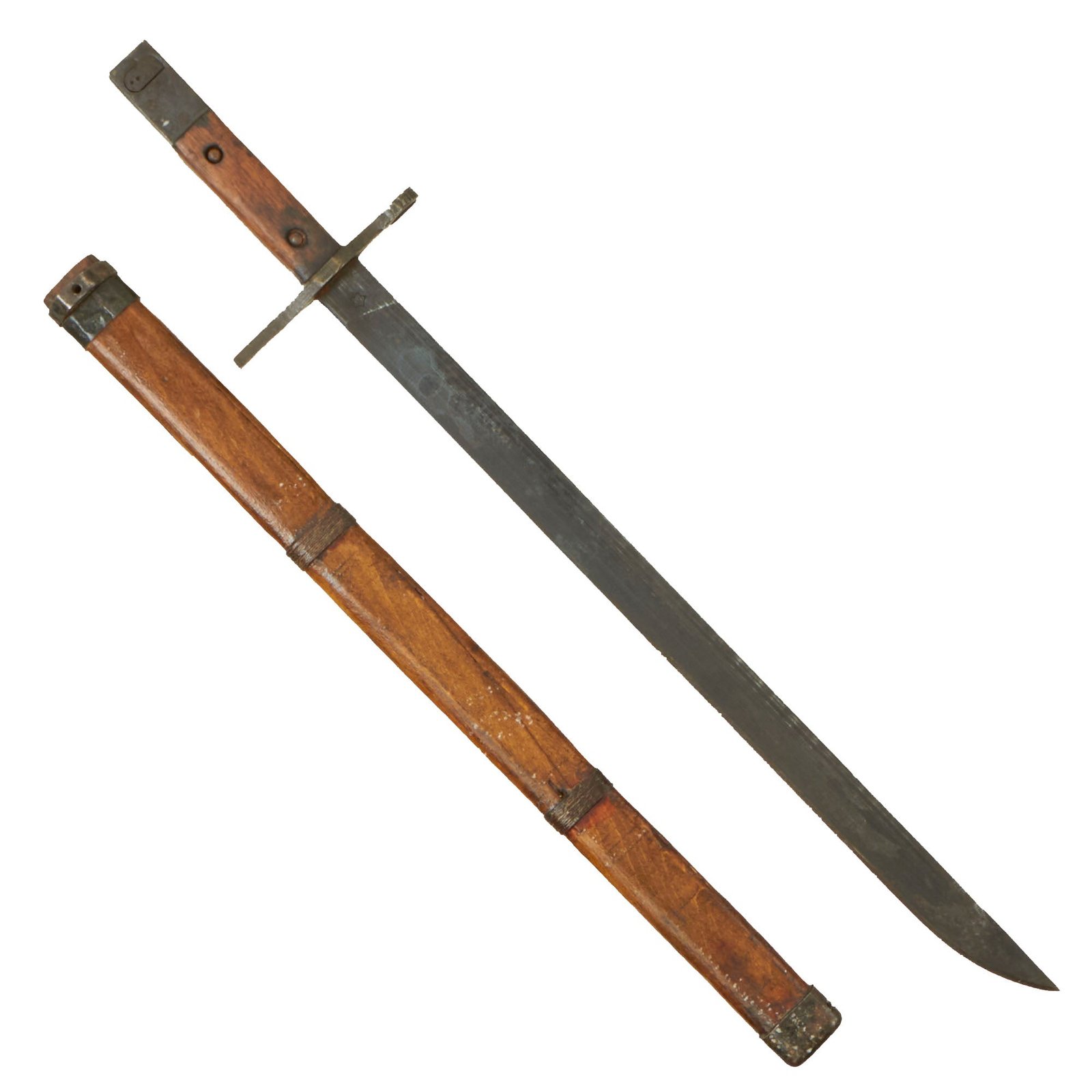 Buy Original Japanese Late WWII Arisaka Type 30 Last Ditch Bayonet with Wood Scabbard by Jinsen Rikugun Zoheisho Arsenal | Original Firearms Antique For Sale
