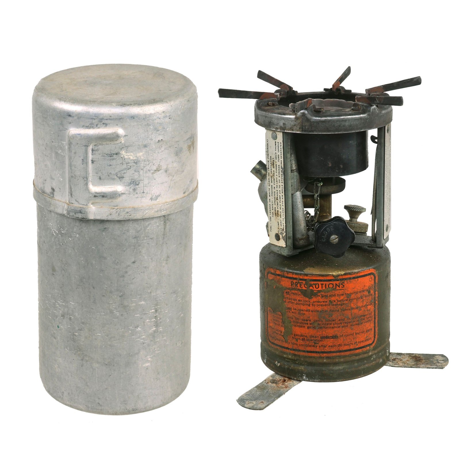 Buy Original WWII U.S. Issue American Gas Machine Company Gasoline Camp Stove in Bayonet "F" Canister - both dated 1945 | Original Firearms Antique For Sale